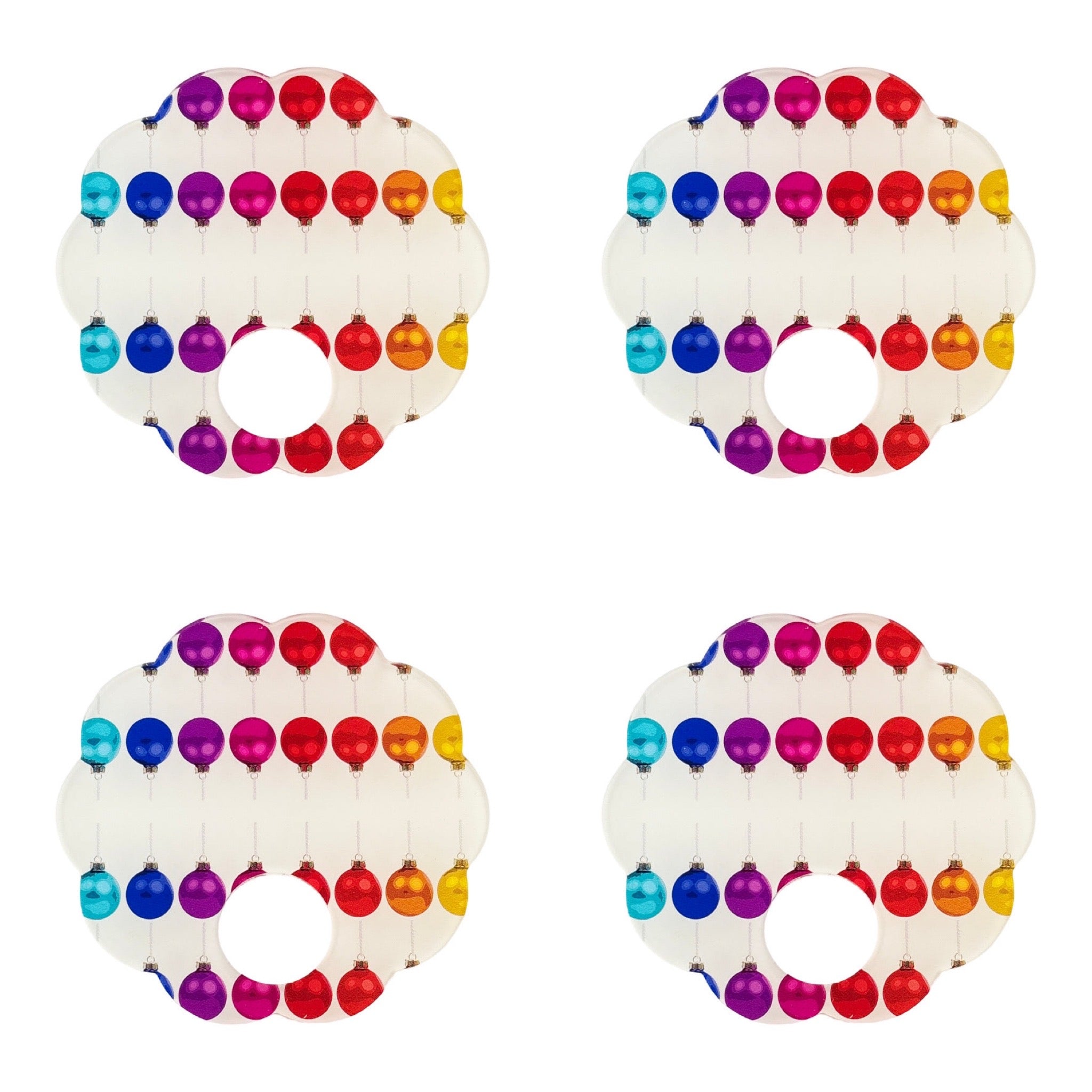 Merry Everything Acrylic Scallop Napkin Ring - Set of 4