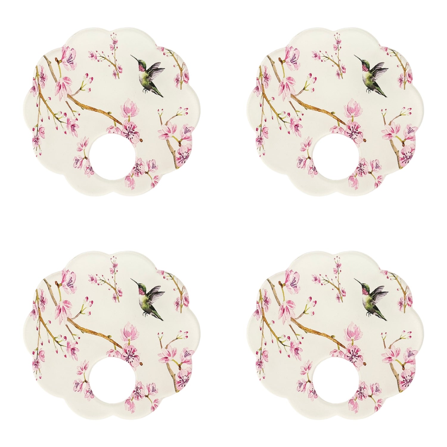 Blossom Fantasia White Acrylic Scallop Napkin Ring - Set of 4