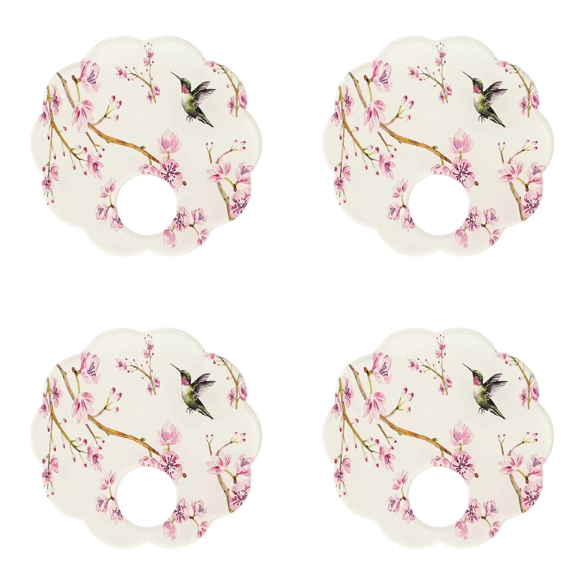 Blossom Fantasia White Acrylic Scallop Napkin Ring - Set of 4