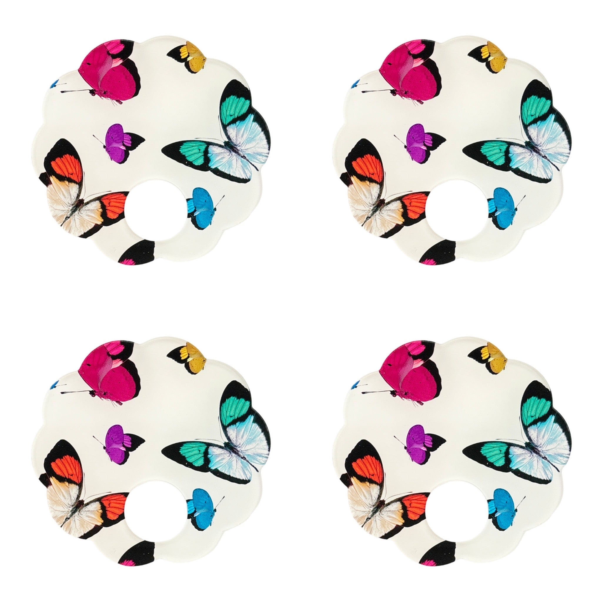 Butterflies Acrylic Scallop Napkin Ring - Set of 4