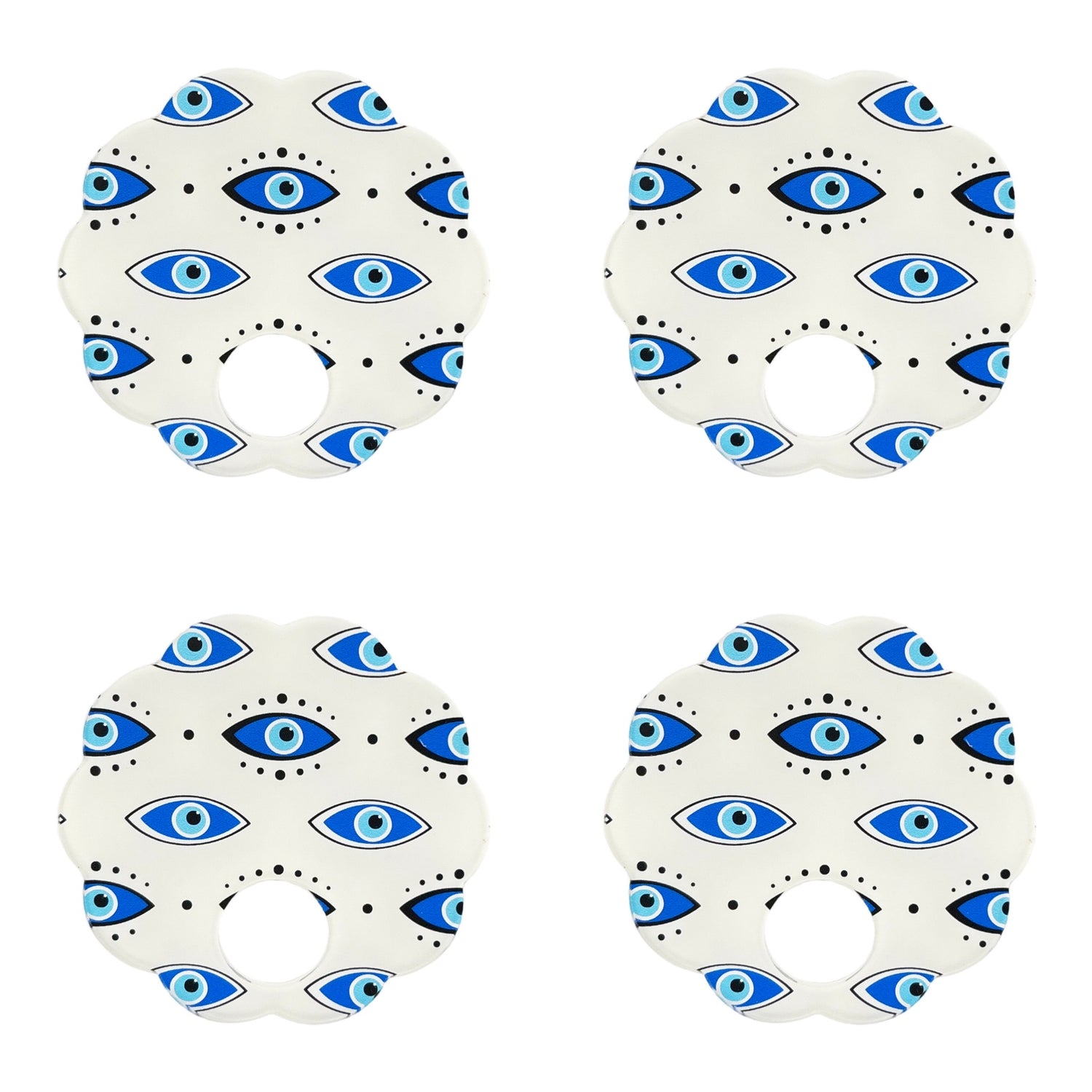 Eyes Blue Acrylic Scallop Napkin Ring - Set of 4