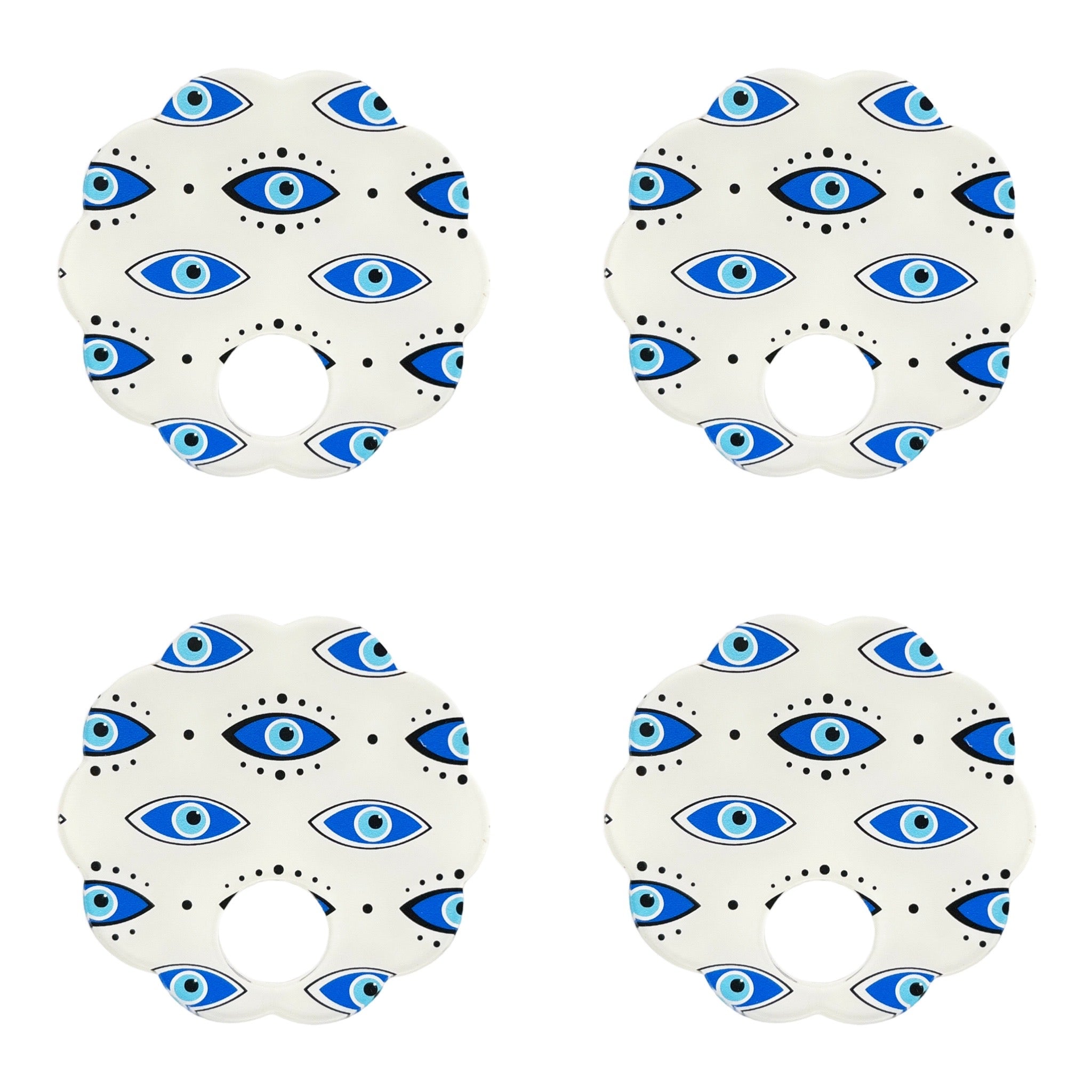 Eyes Blue Acrylic Scallop Napkin Ring - Set of 4