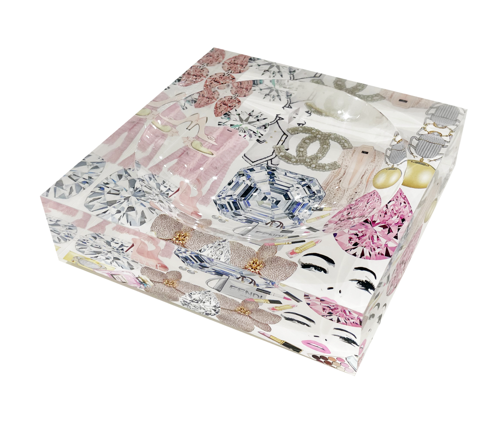 Bougie Women Nuevo Pink White Acrylic Candy Catchall Dish