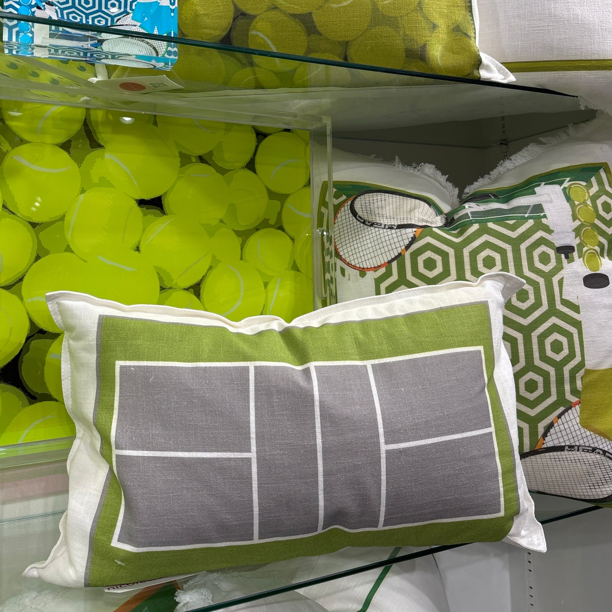 Pickelball Court Silver Lime 20x12 White Flange Pillow