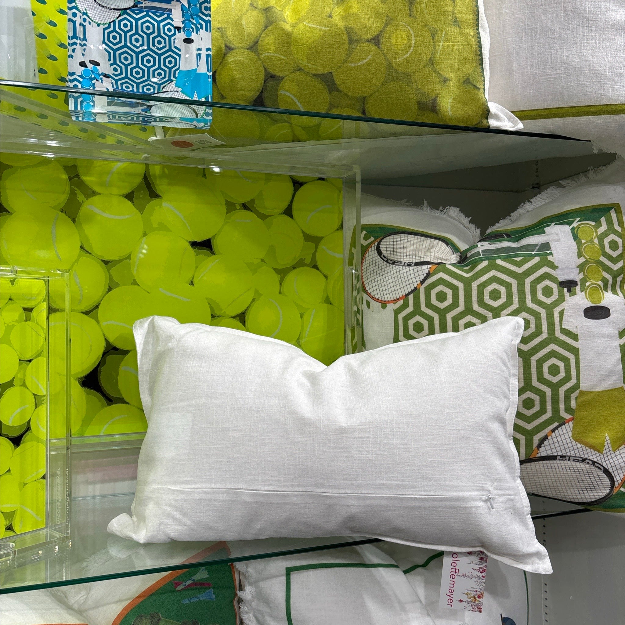 Pickelball Court Silver Lime 20x12 White Flange Pillow