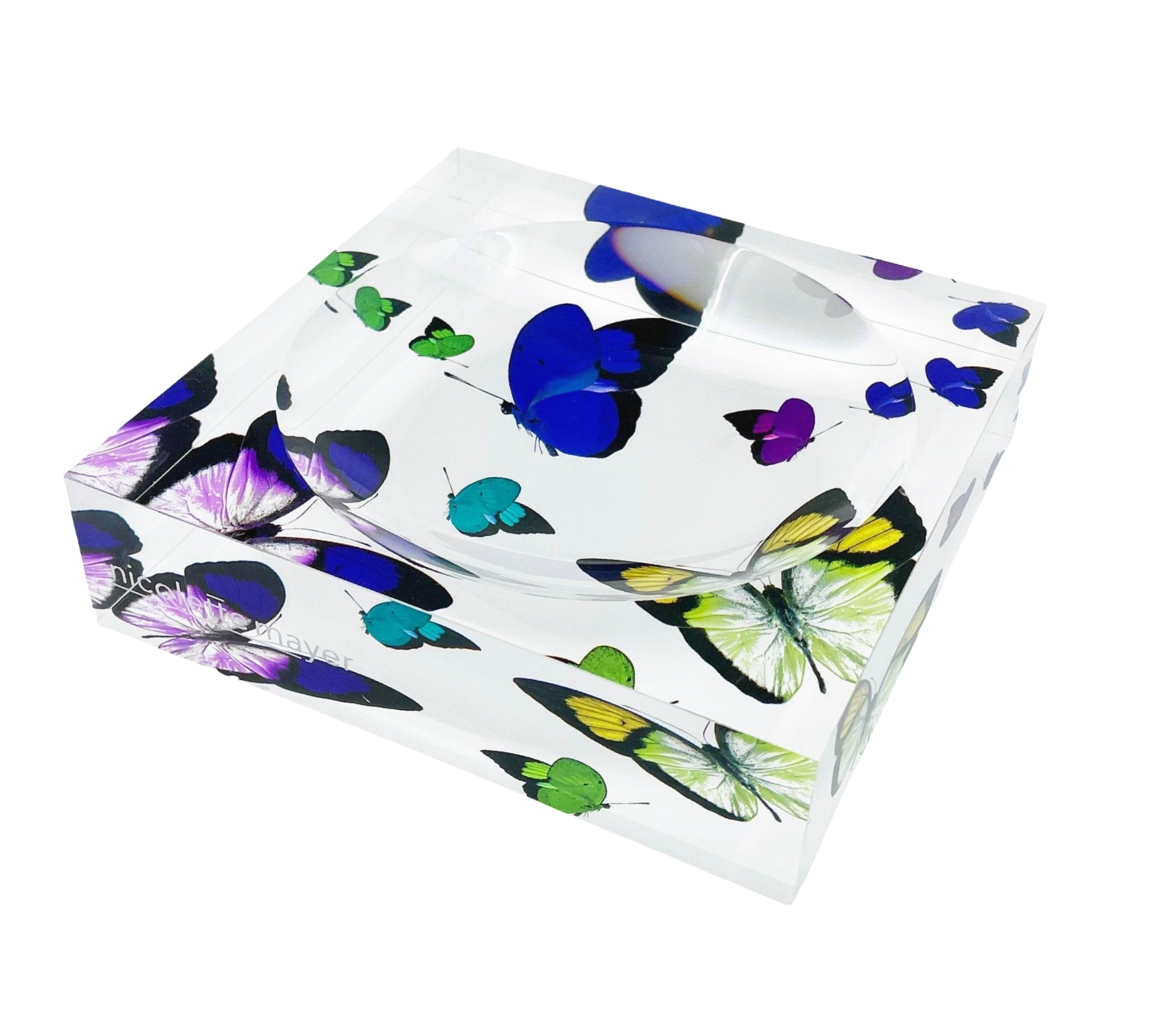 Butterflies Acid Blue Acrylic Candy Catchall Dish