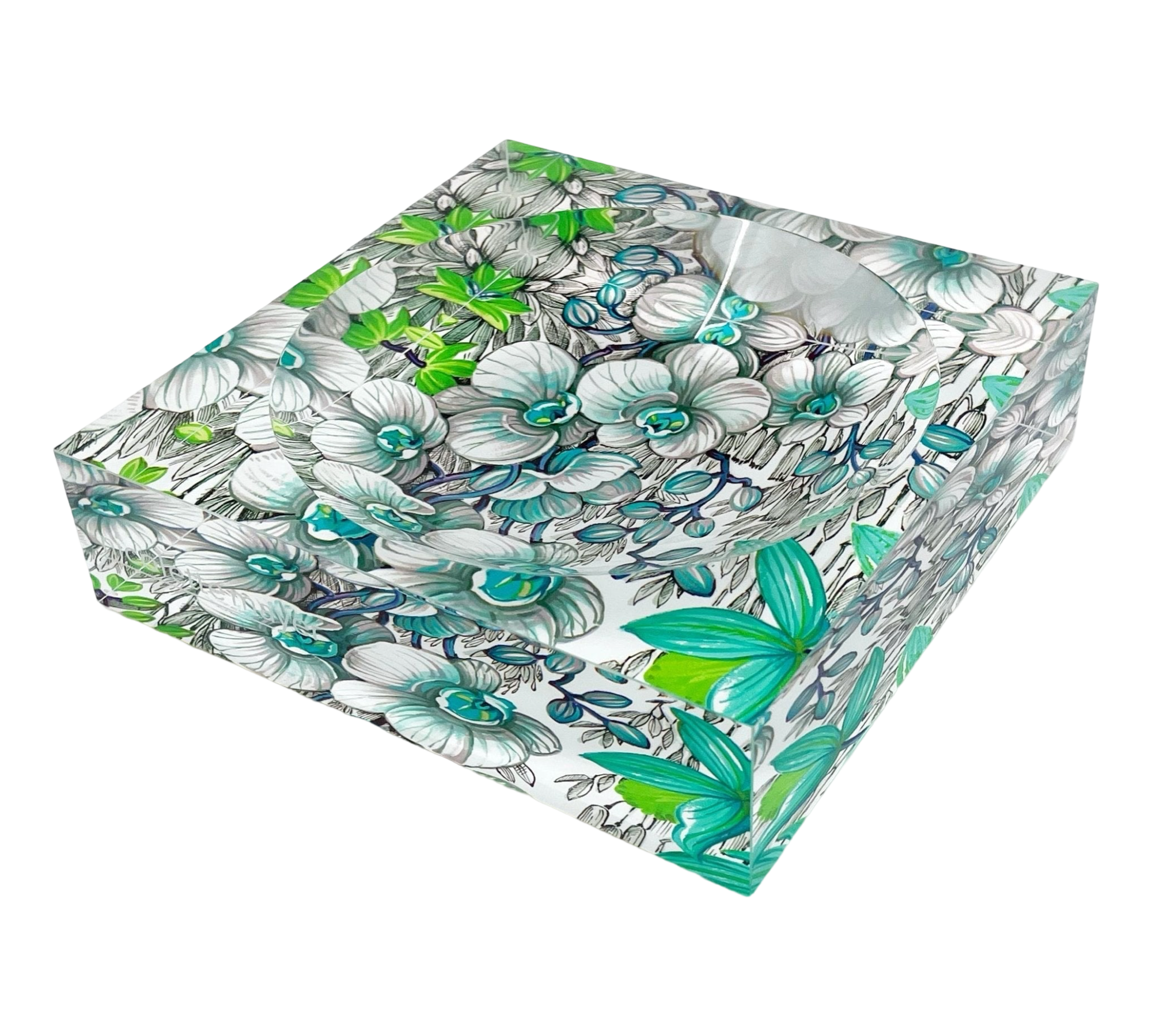 Orchid Phalaenopsis Robins Egg Acrylic Candy Catchall Dish