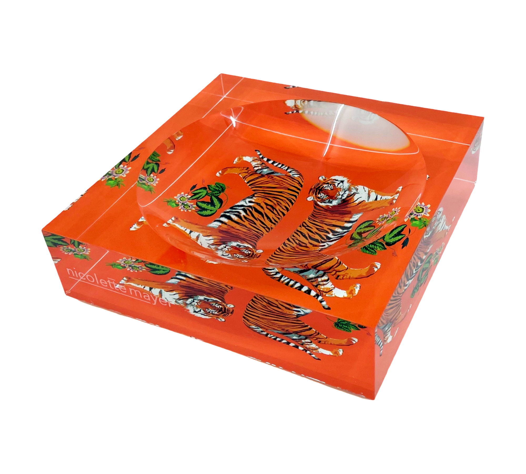 Tiger Seeing Double Orange Acrylic Candy Catchall Dish