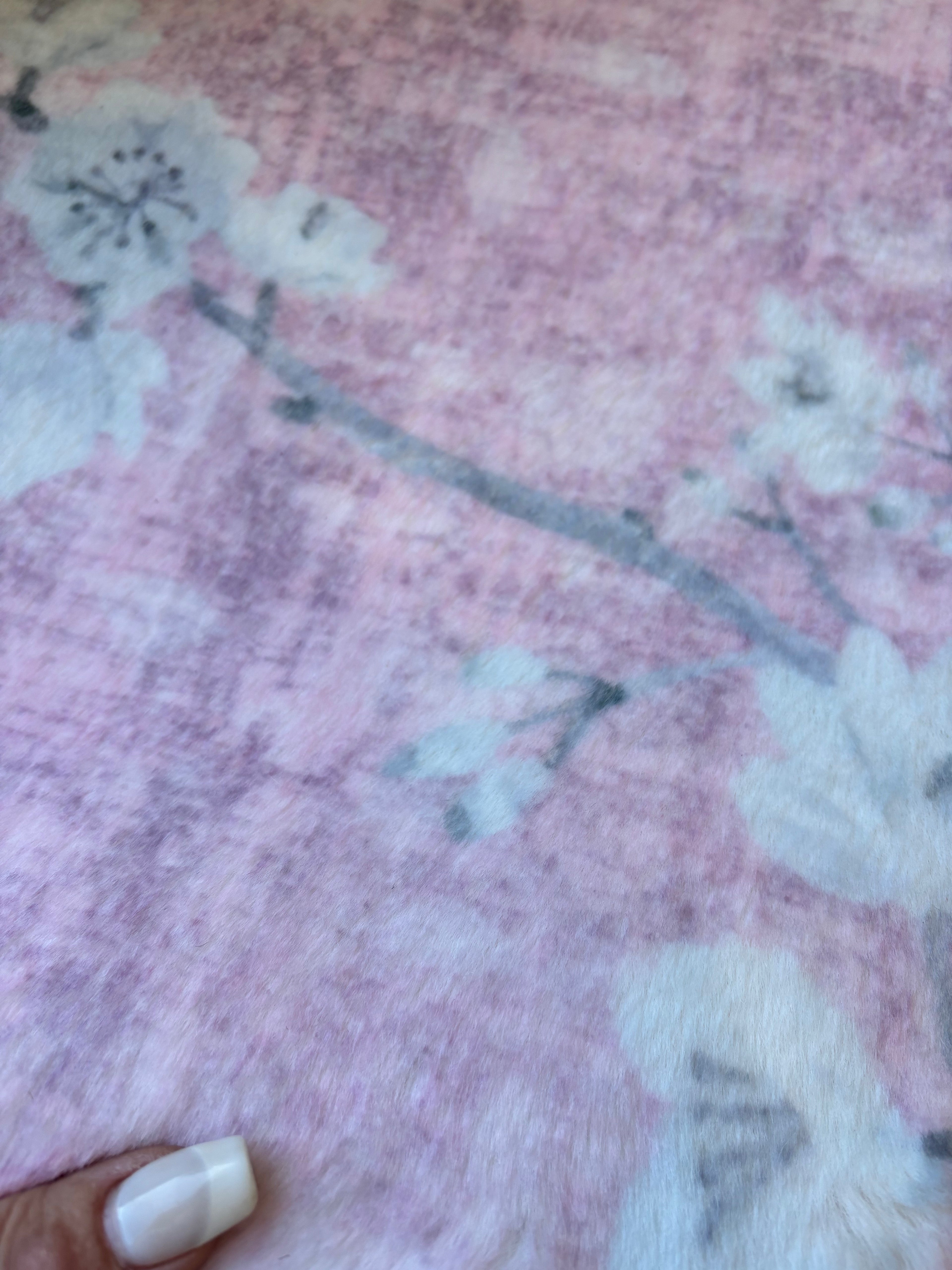 Blossom Fantasia Soft Pink Cloud Round Washable Rug