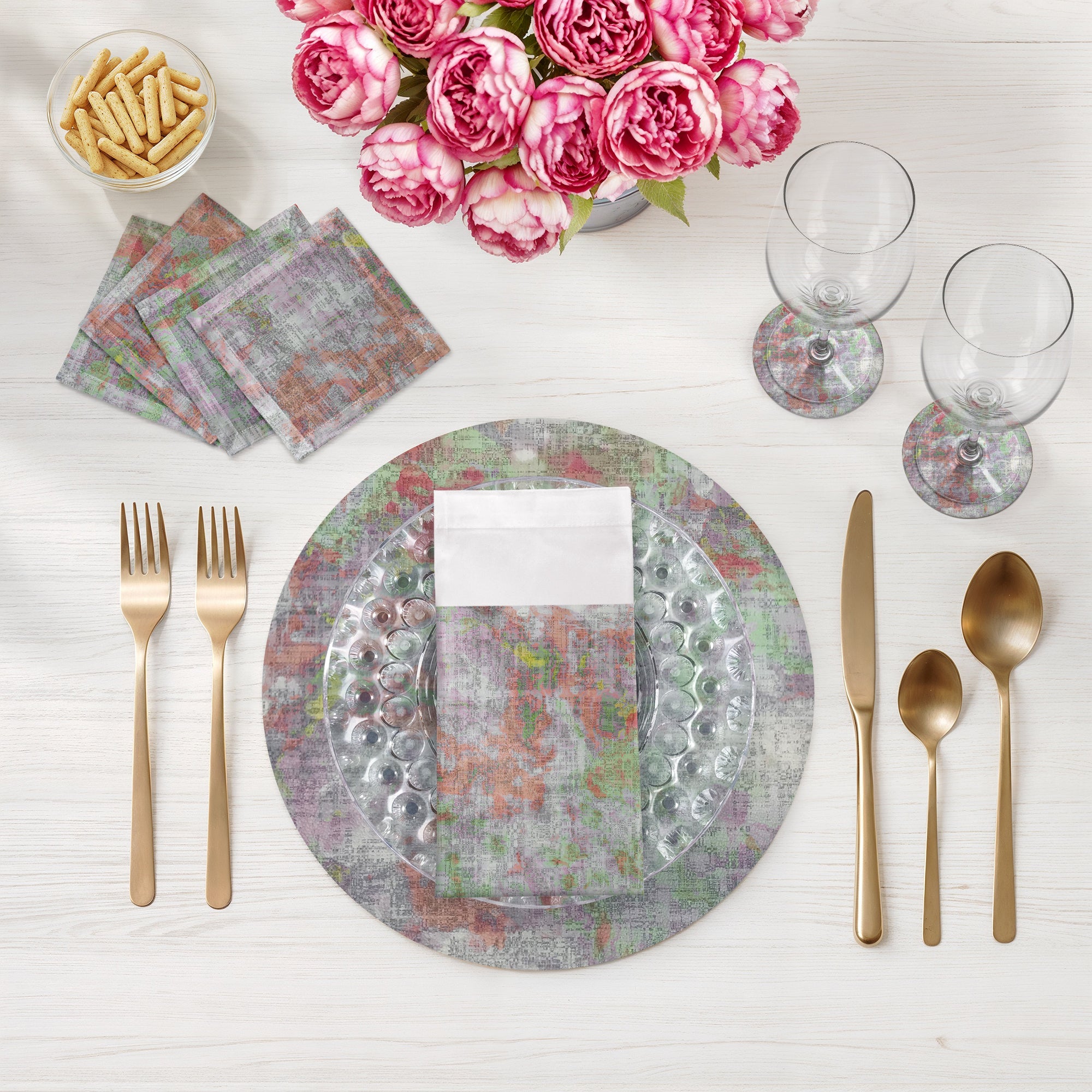 Impressionism Holiday Vegan Leather Round Pebble Placemat - nicolettemayer.com
