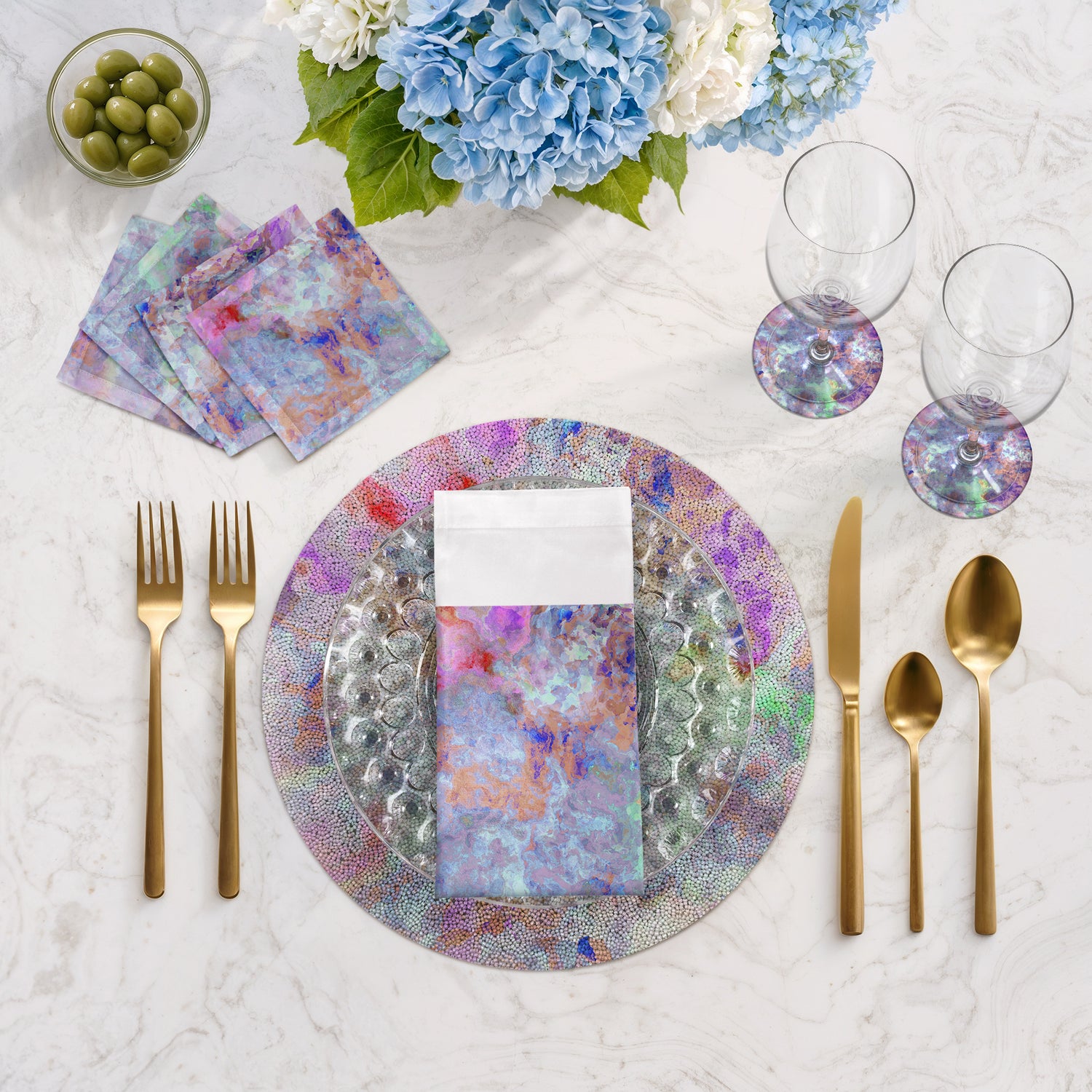 Impressionism Passiflora Round Beaded Placemat Smooth