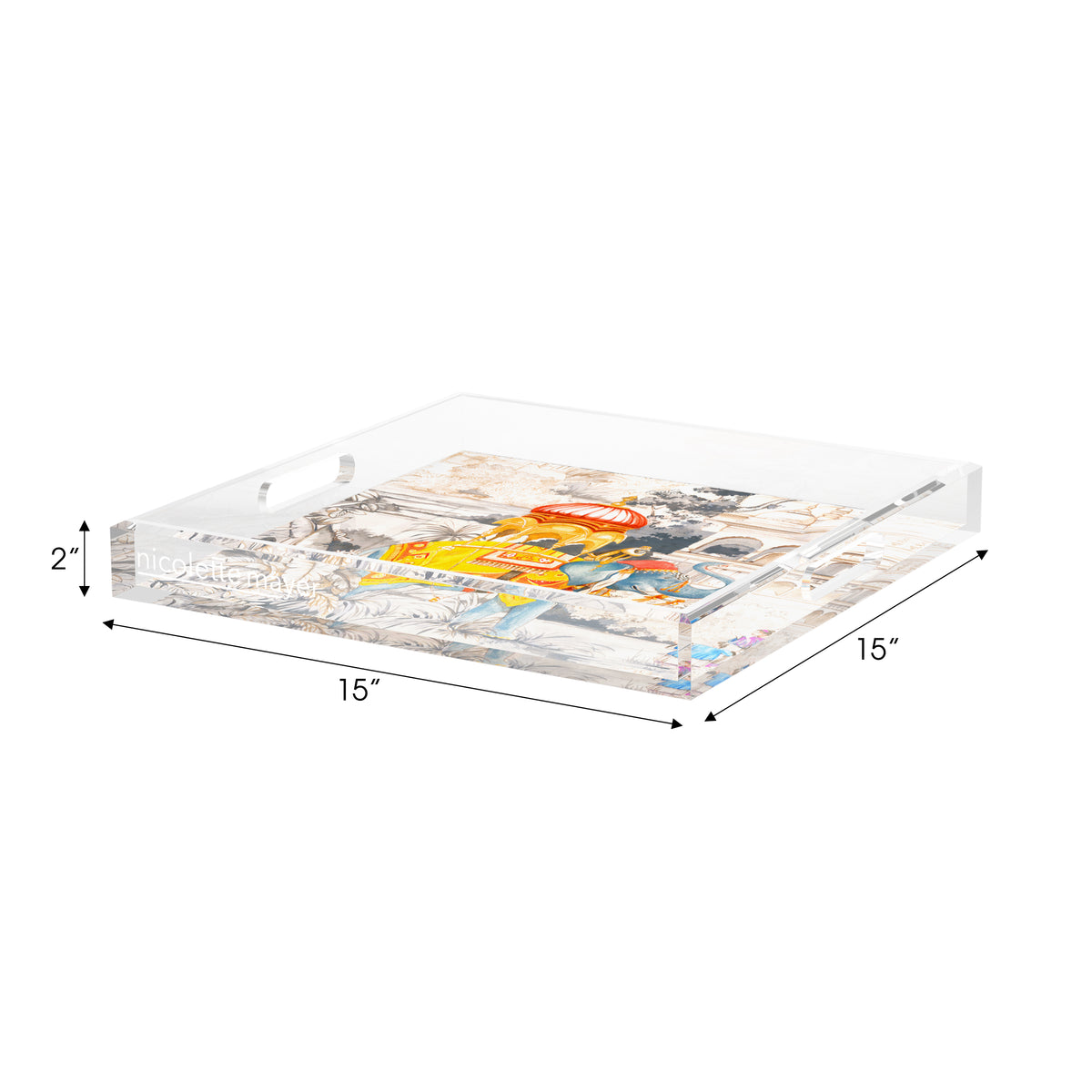 India Elephant Acrylic Decorative Tray, 15 x 15 in. by Nicolette Mayer