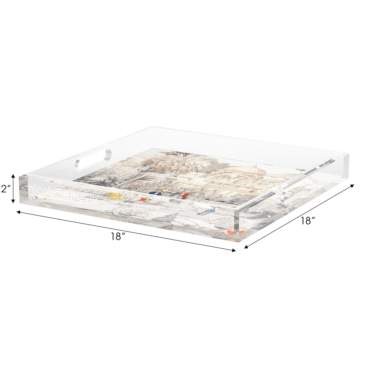 India Flute Acrylic Decorative Tray, 18 x 18 in. by Nicolette Mayer