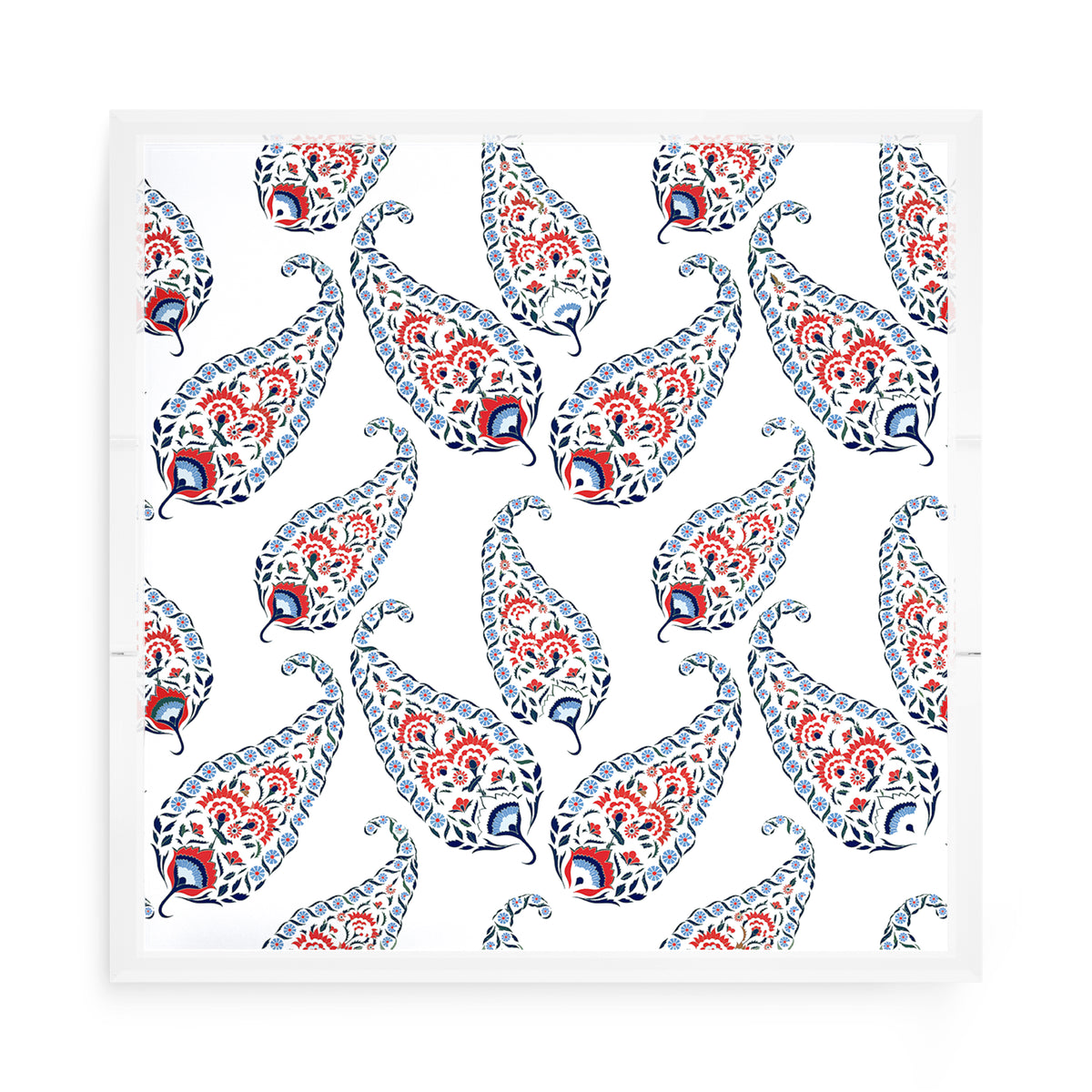 Indian Paisley Red Blue Acrylic Decorative Tray, 15 x 15 in. by Nicolette Mayer