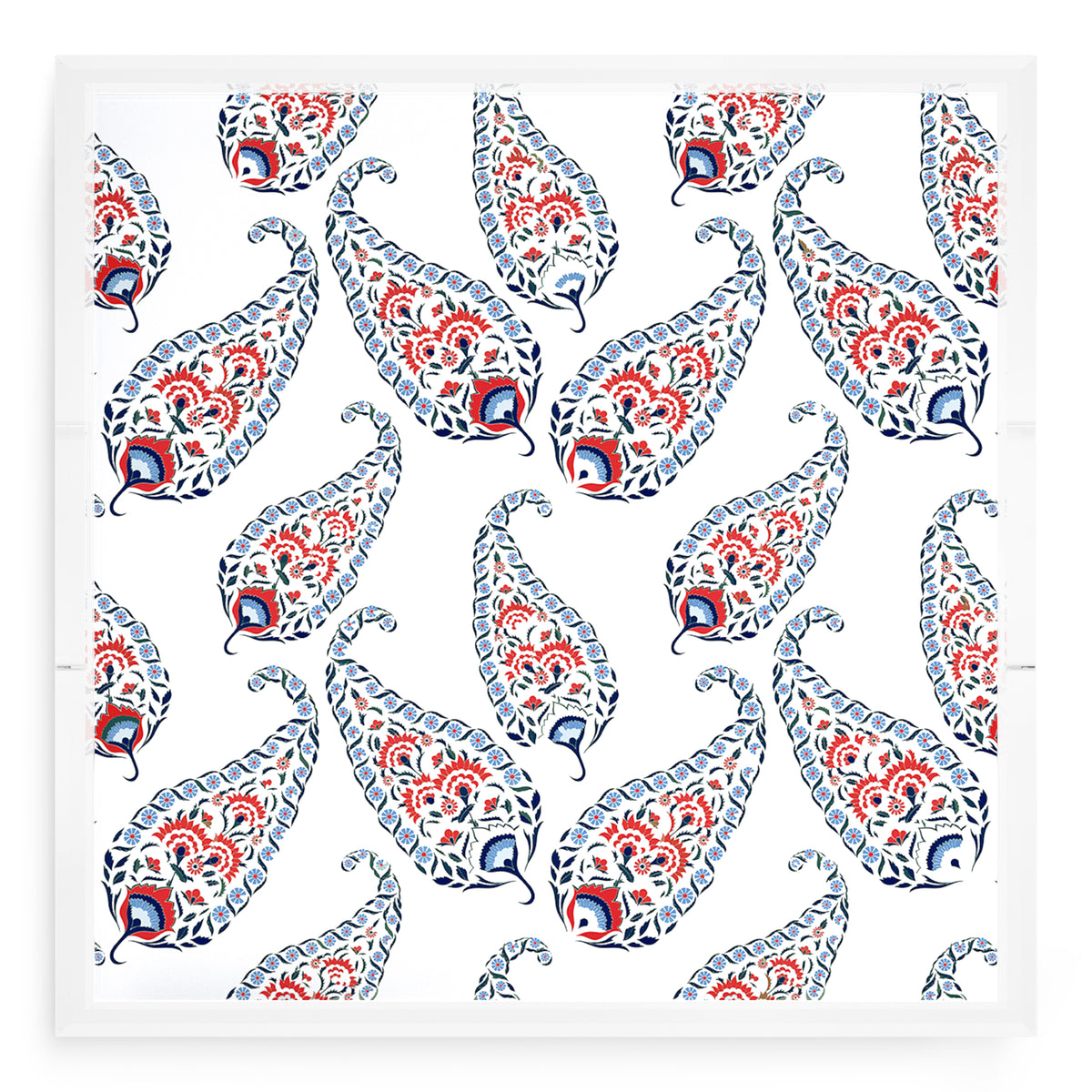 Indian Paisley Red Blue Acrylic Decorative Tray, 18 x 18 in. by Nicolette Mayer
