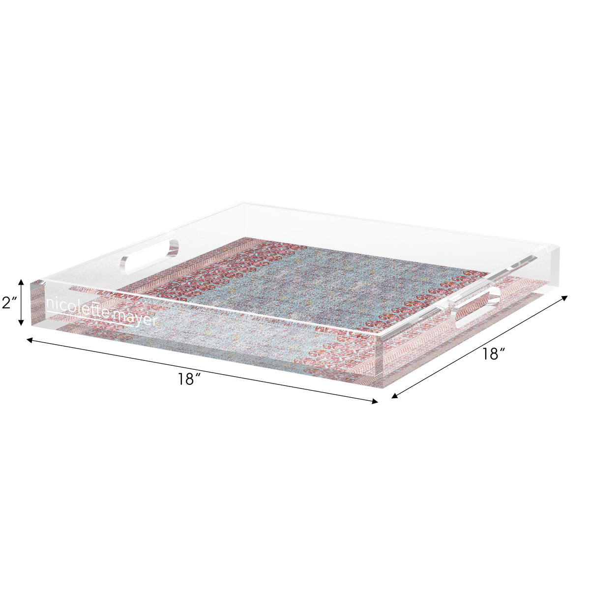 Iznik Overdye Turq Acrylic Decorative Tray, 18 x 18 in. by Nicolette Mayer