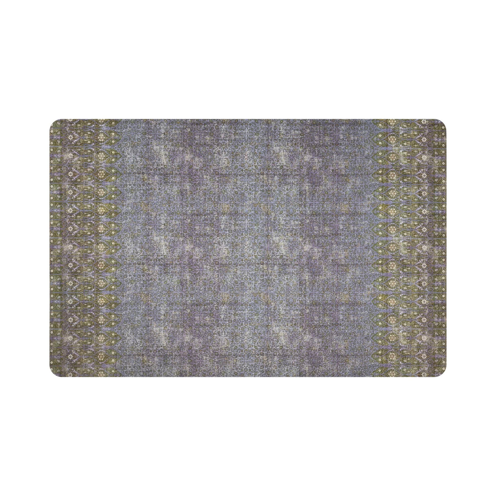 Iznik Gold Purple Vegan Leather Rectangle Pebble Placemat - nicolettemayer.com