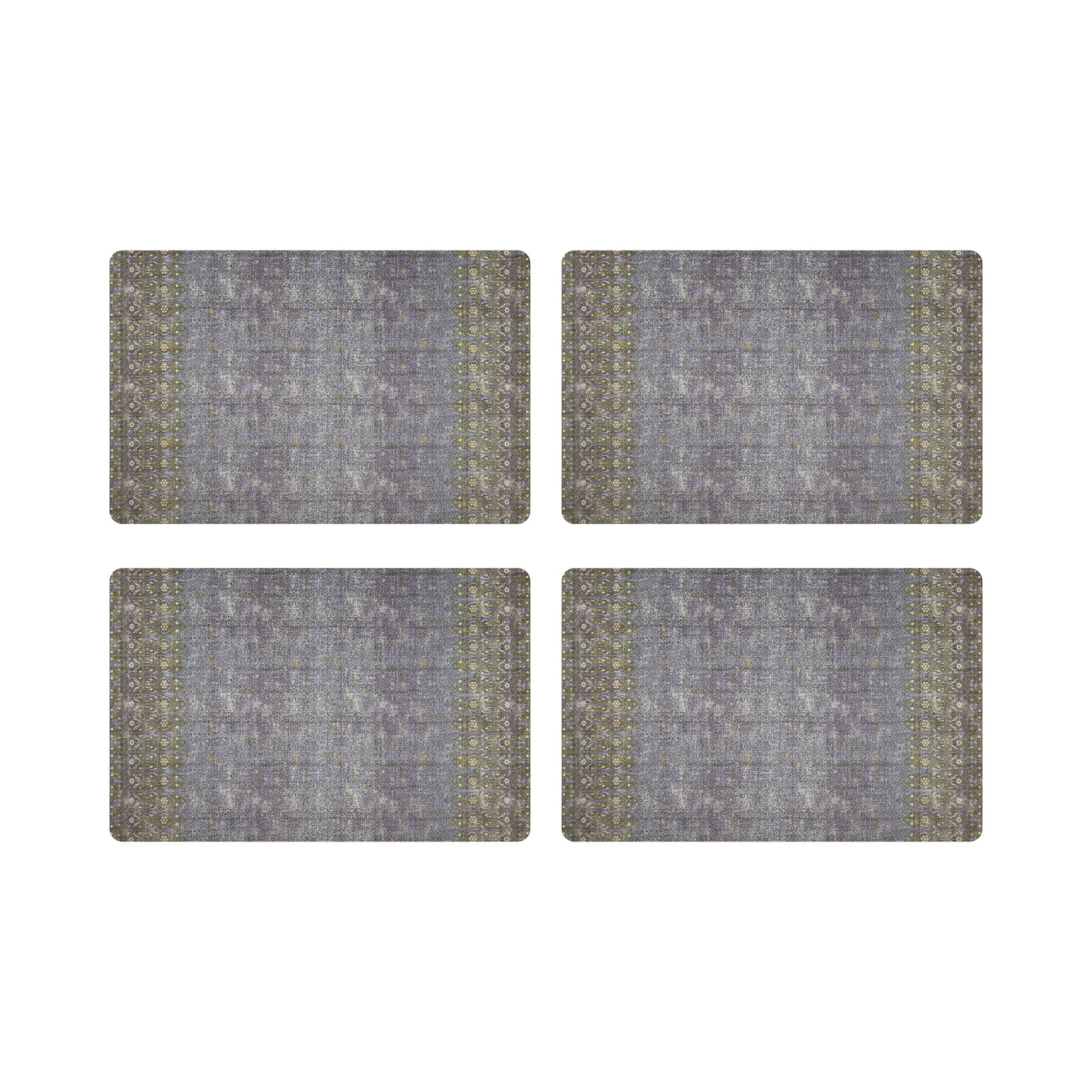 Iznik Gold Purple 17.5" Rectangle Pebble Placemat, Set Of 4 - nicolettemayer.com