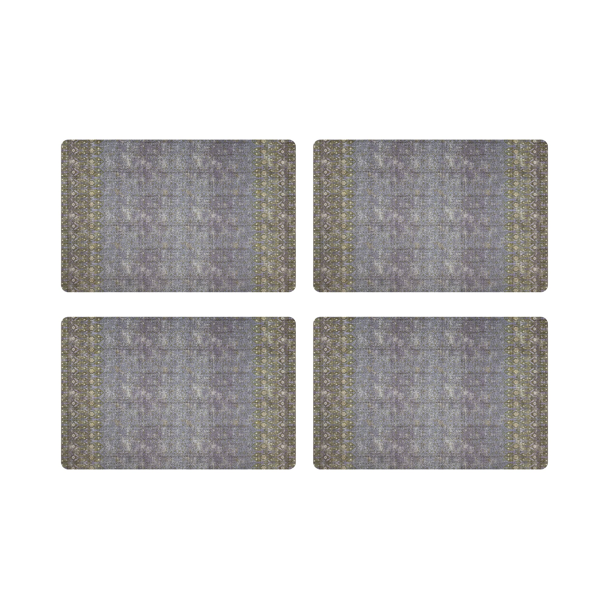 Iznik Gold Purple Vegan Leather Rectangle Pebble Placemat - nicolettemayer.com