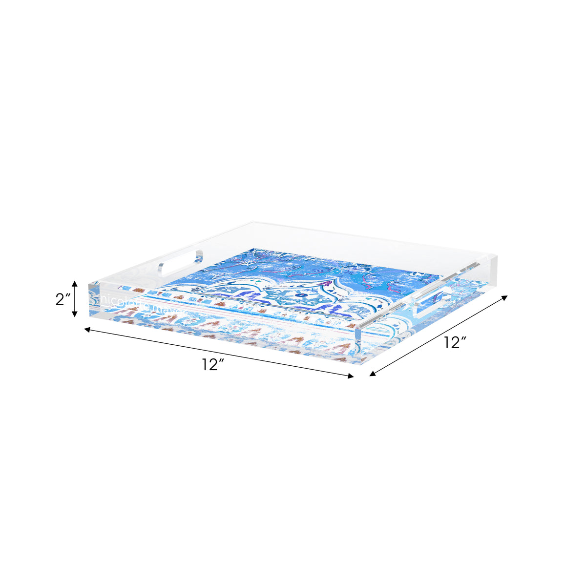Jaipur Blue Acrylic Decorative Tray, 12 x 12 in. by Nicolette Mayer