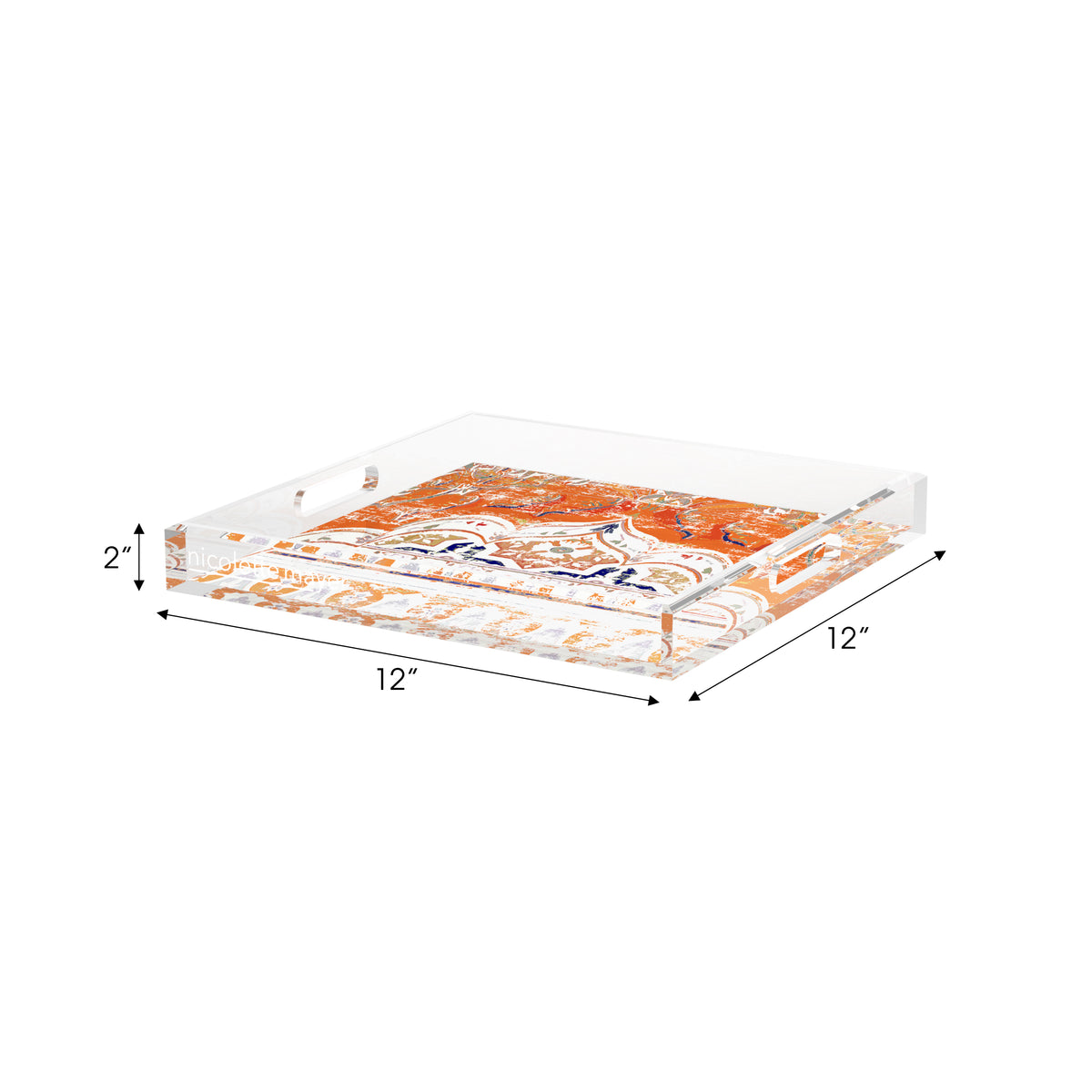 Jaipur Orange Acrylic Decorative Tray, 12 x 12 in. by Nicolette Mayer