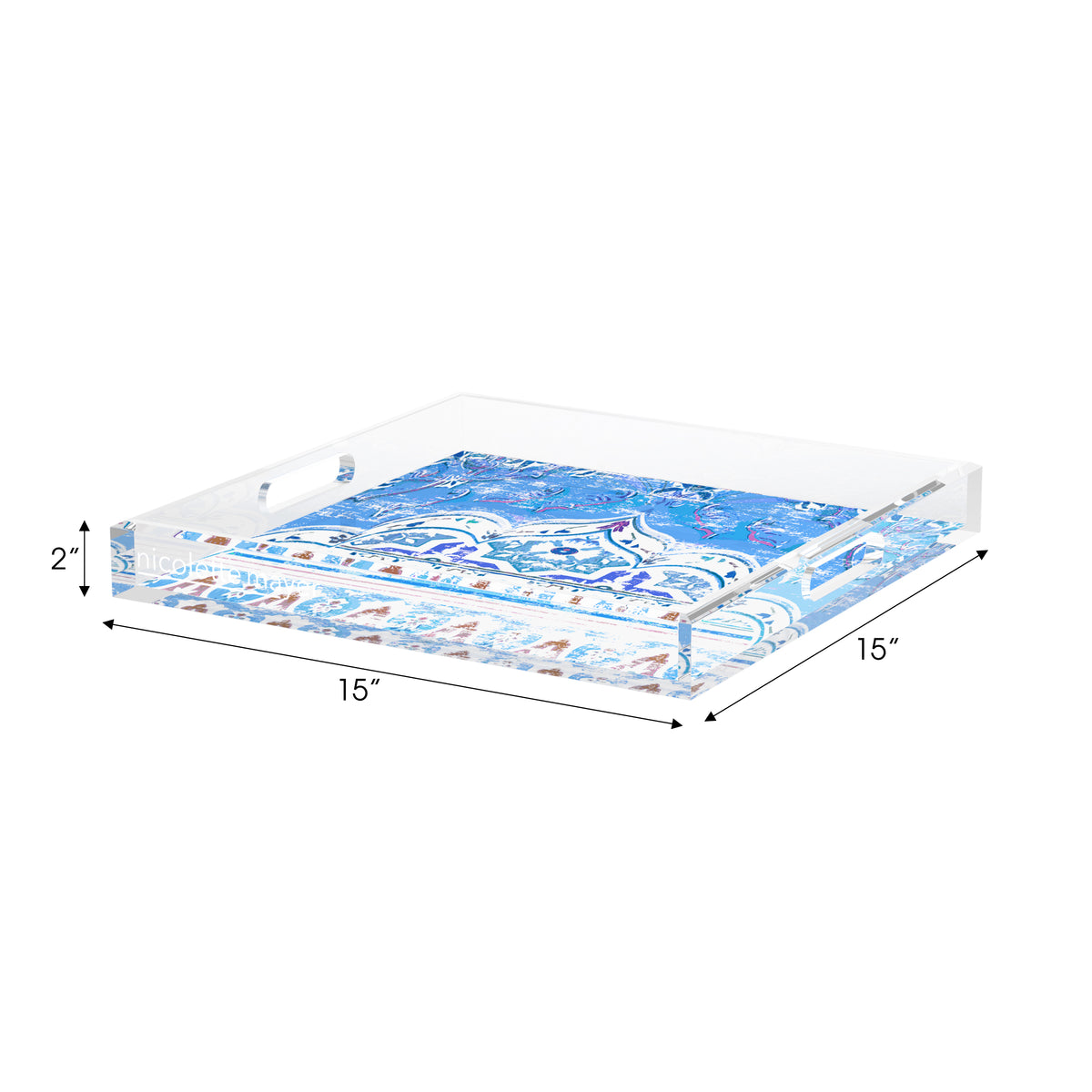 Jaipur Blue Acrylic Decorative Tray, 15 x 15 in. by Nicolette Mayer