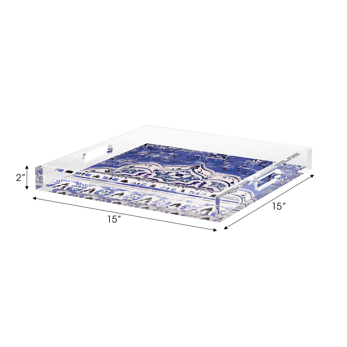 Jaipur Indigo Acrylic Decorative Tray, 15 x 15 in. by Nicolette Mayer