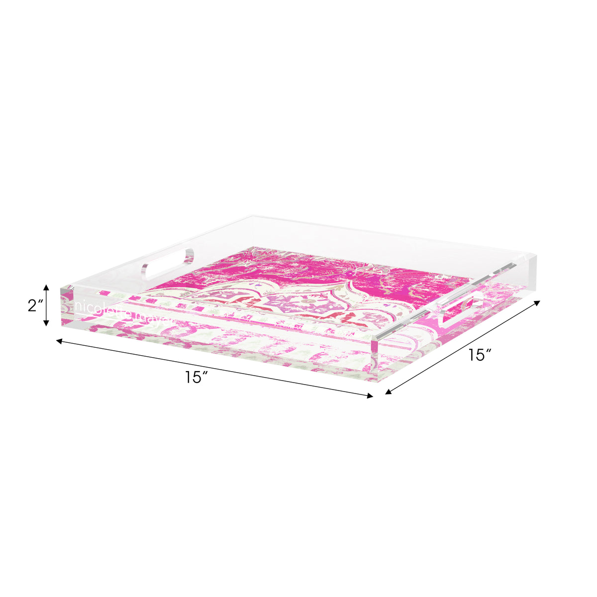 Jaipur Raspberry Acrylic Decorative Tray, 15 x 15 in. by Nicolette Mayer