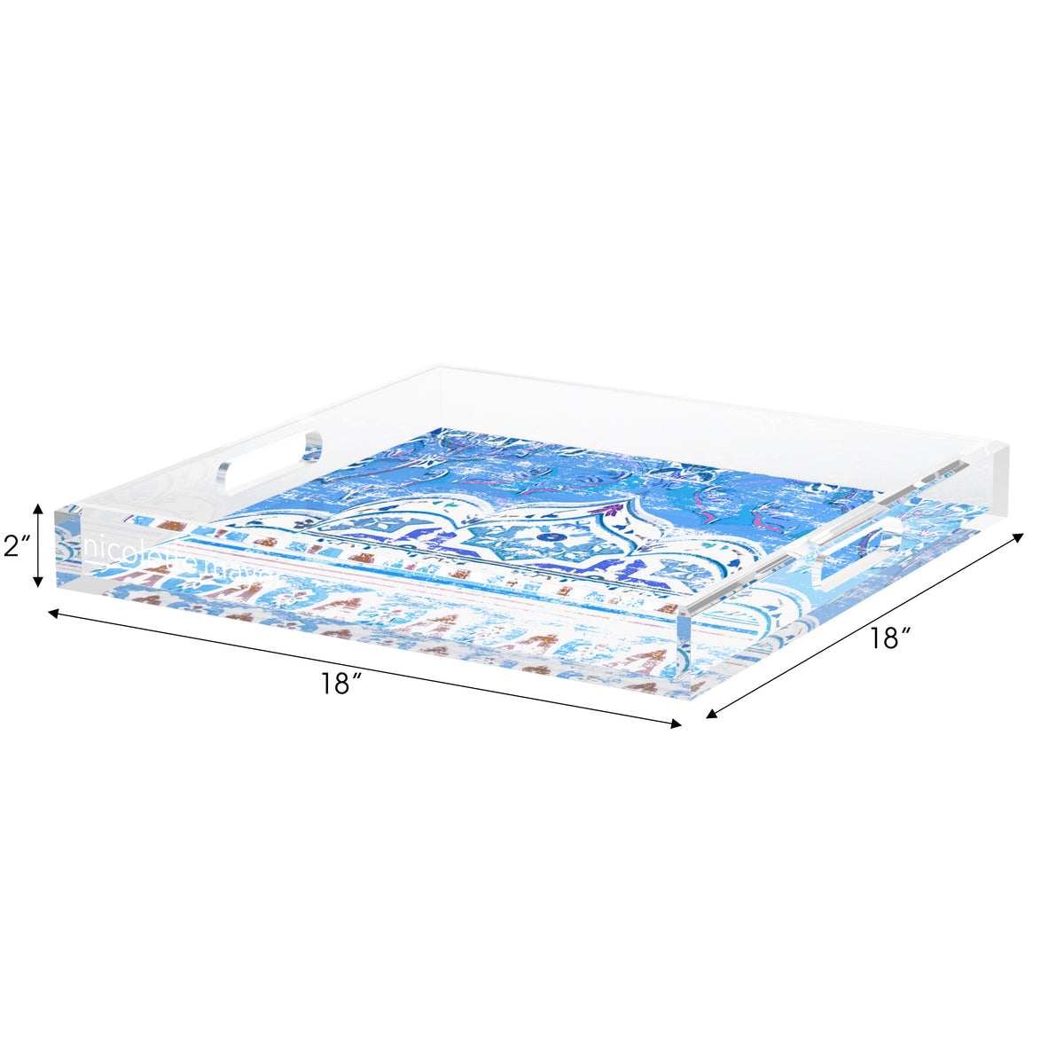 Jaipur Blue Acrylic Decorative Tray, 18 x 18 in. by Nicolette Mayer