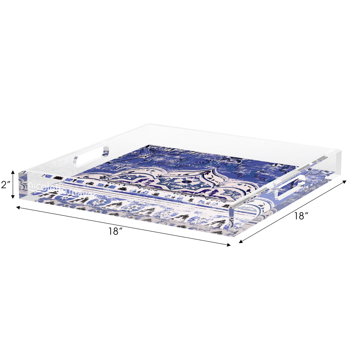 Jaipur Indigo Acrylic Decorative Tray, 18 x 18 in. by Nicolette Mayer