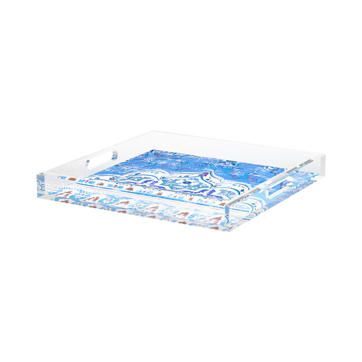 Jaipur Blue Acrylic Decorative Tray, 15 x 15 in. by Nicolette Mayer