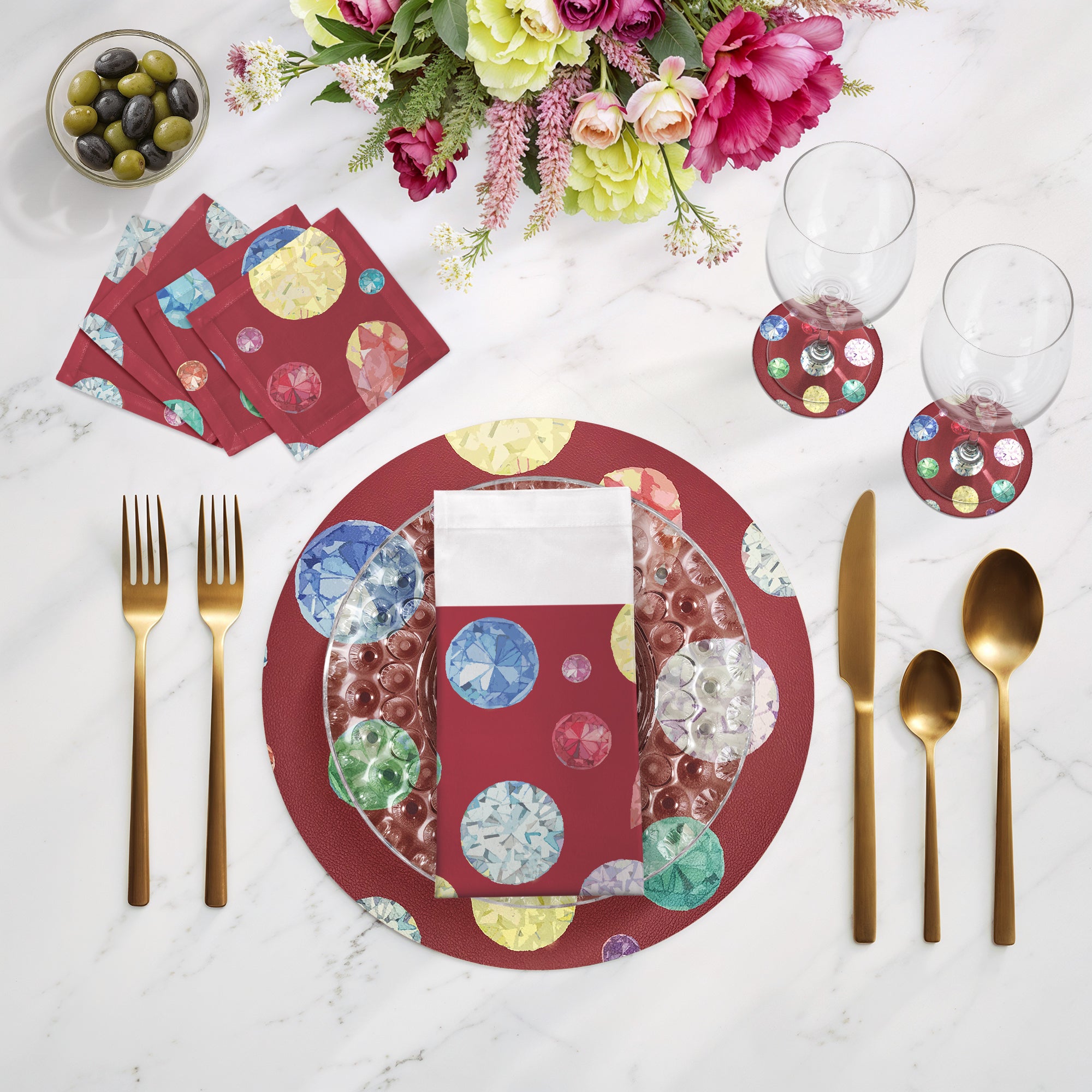 Jewel Red 16" Round Pebble Placemats, Set of 4 - nicolettemayer.com