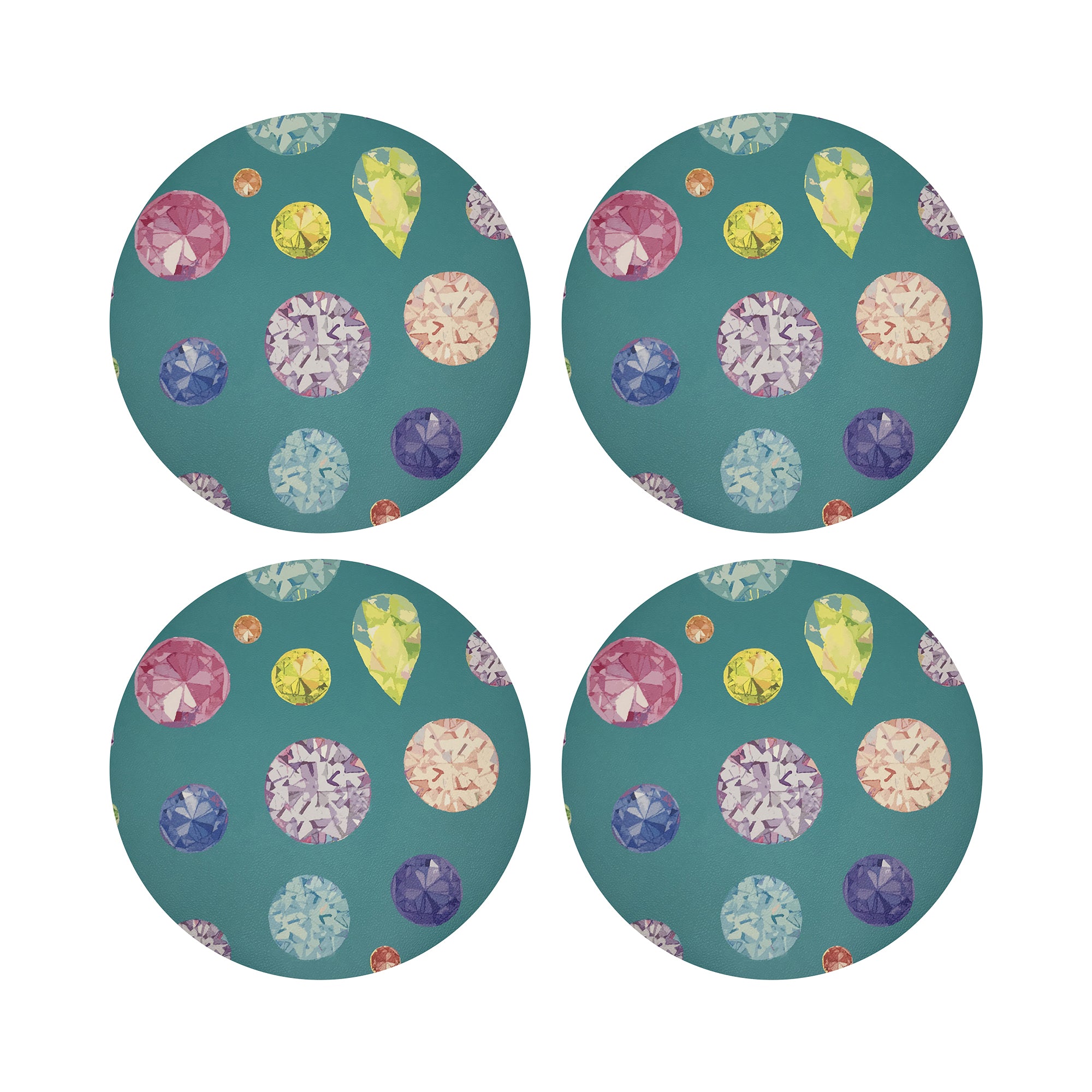 Jewel Cyan Vegan Leather Round Pebble Placemat