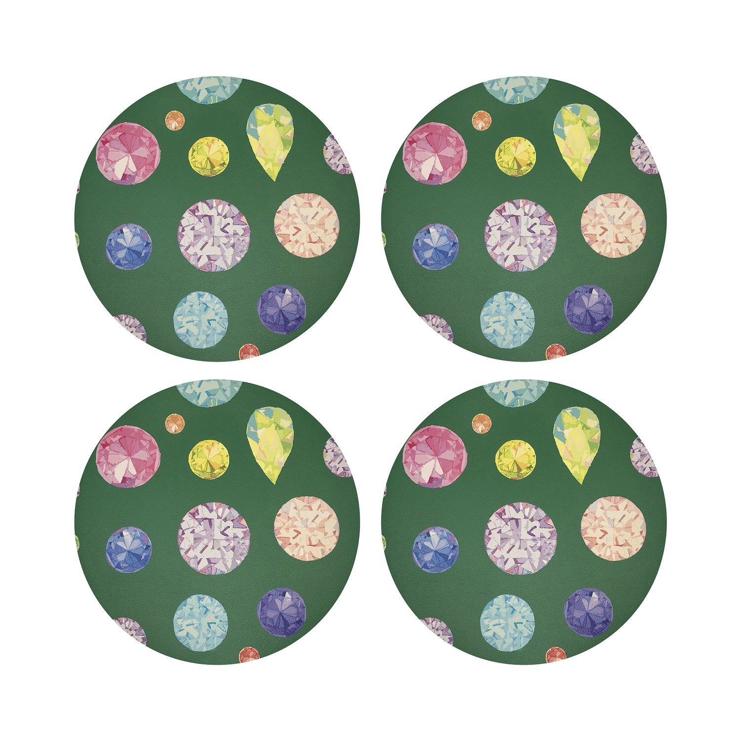 Jewel Green 16" Round Pebble Placemats, Set of 4 - nicolettemayer.com