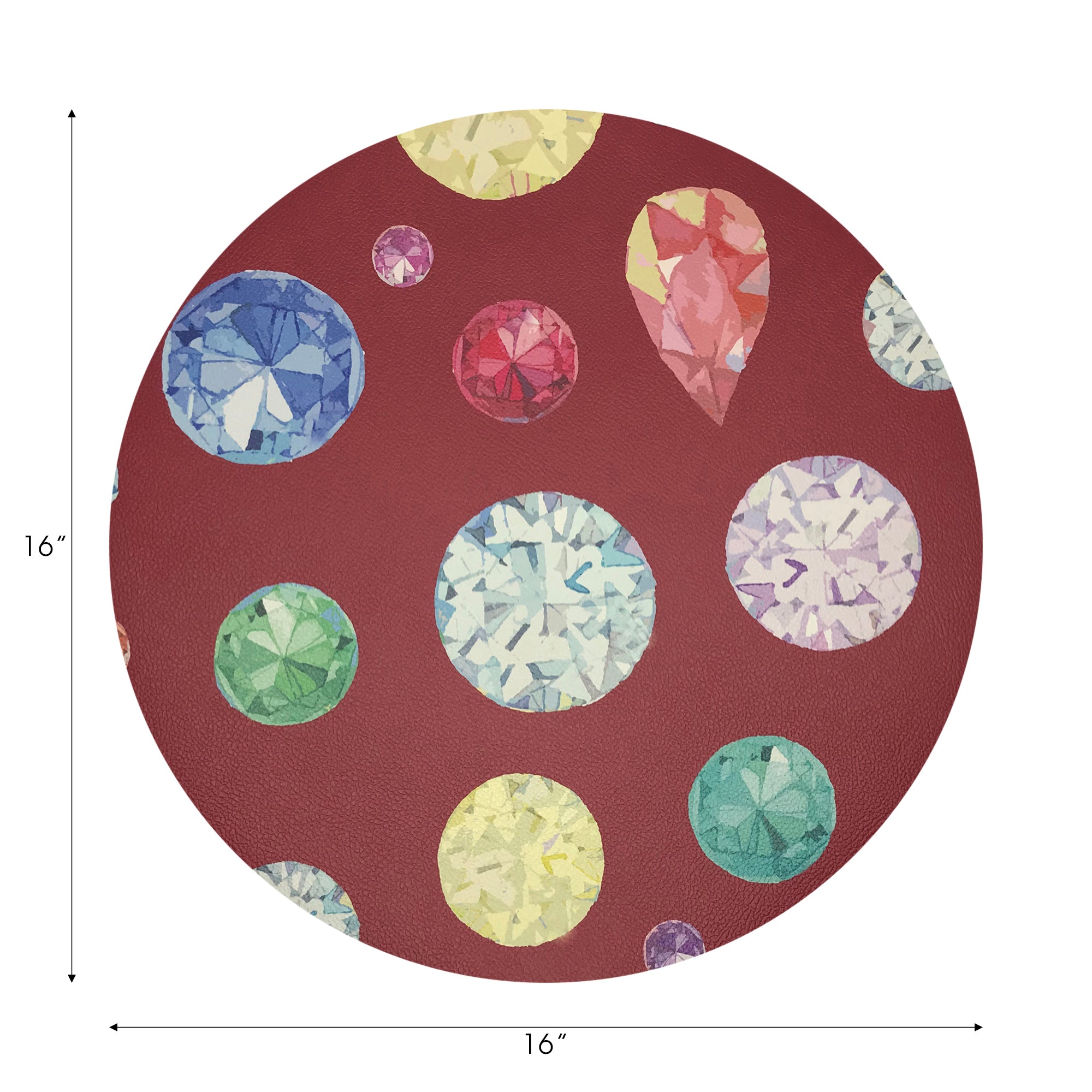 Jewel Red Vegan Leather Round Pebble Placemat - nicolettemayer.com