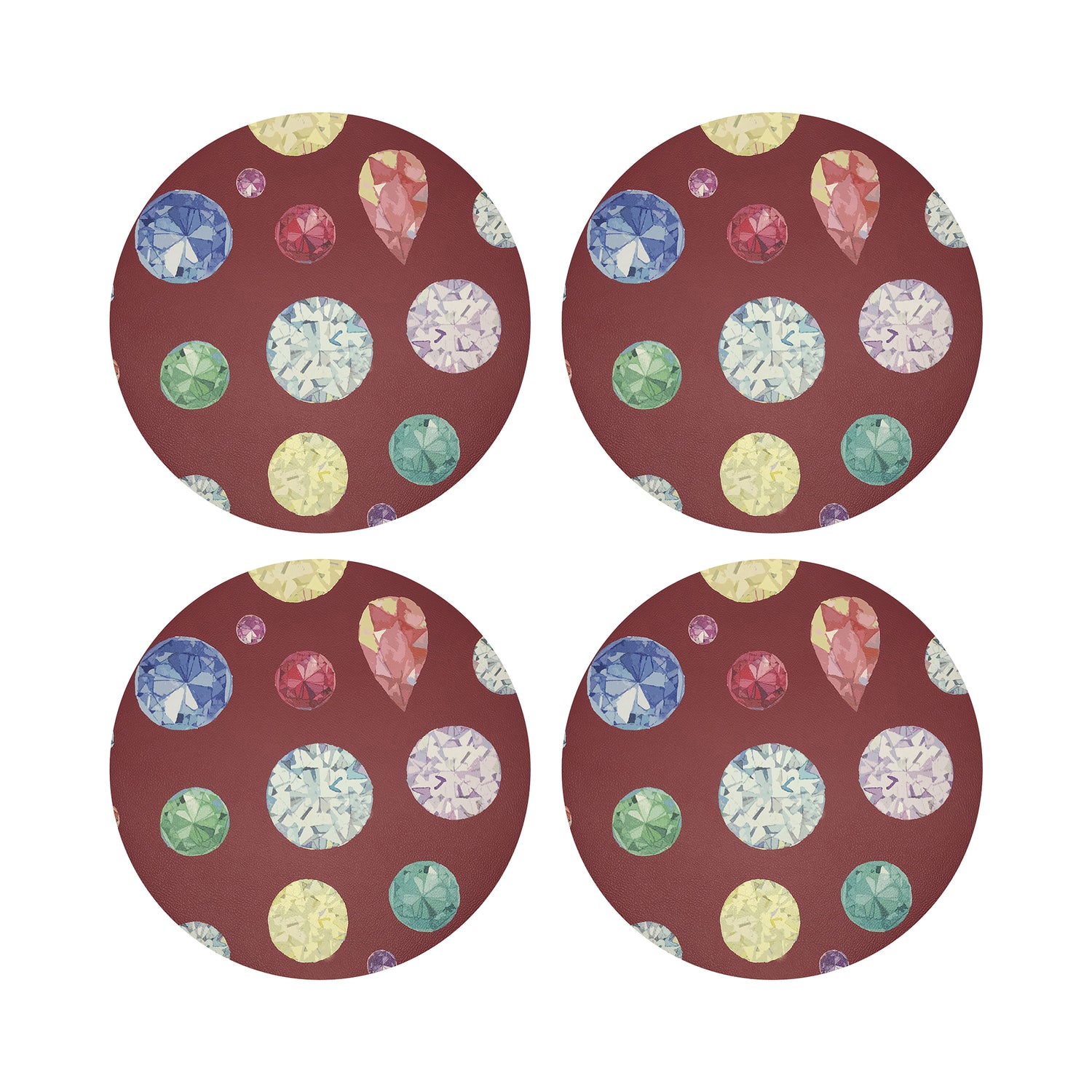 Jewel Red 16" Round Pebble Placemats, Set of 4 - nicolettemayer.com