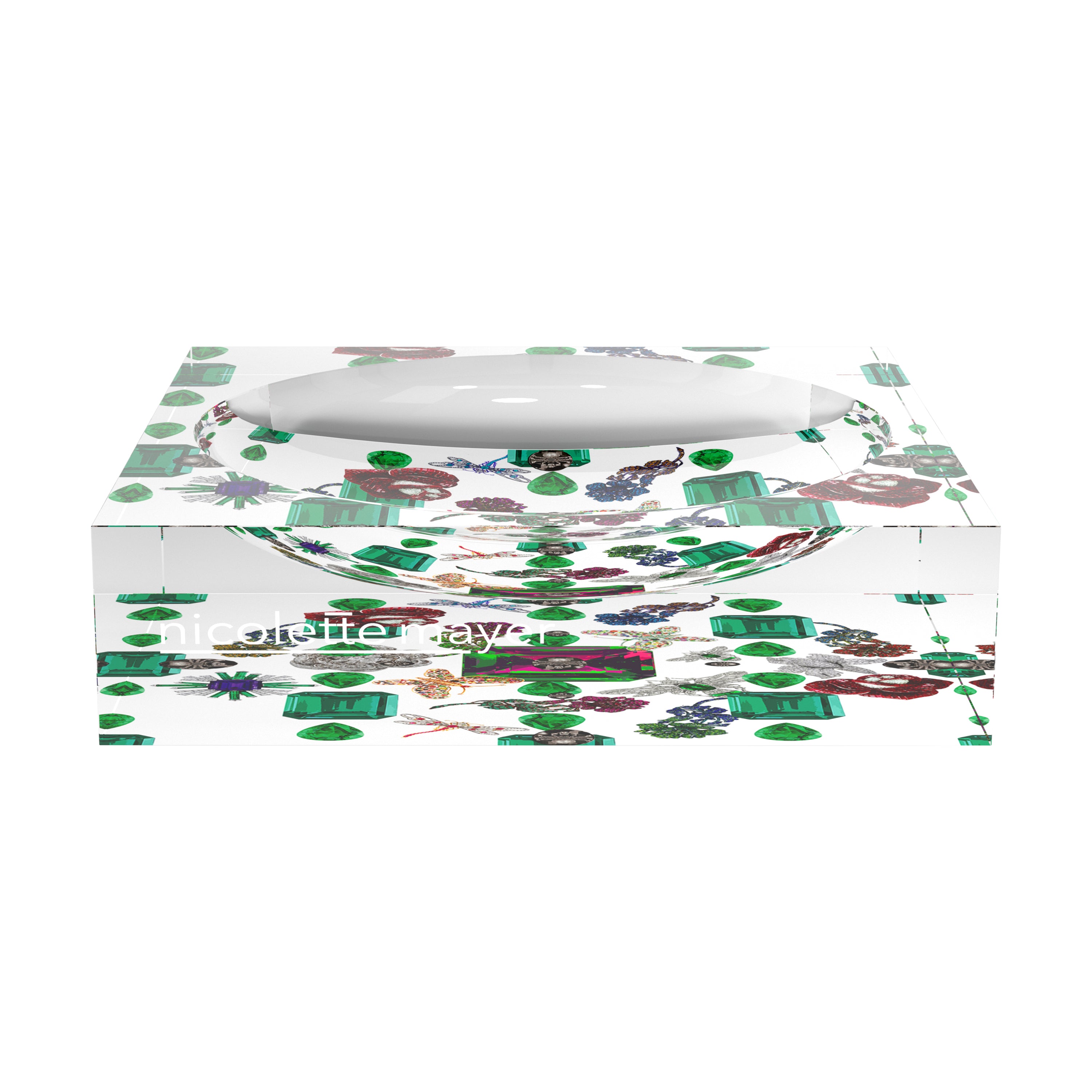 Jewel Box Emeralds White Acrylic Candy Catchall Dish