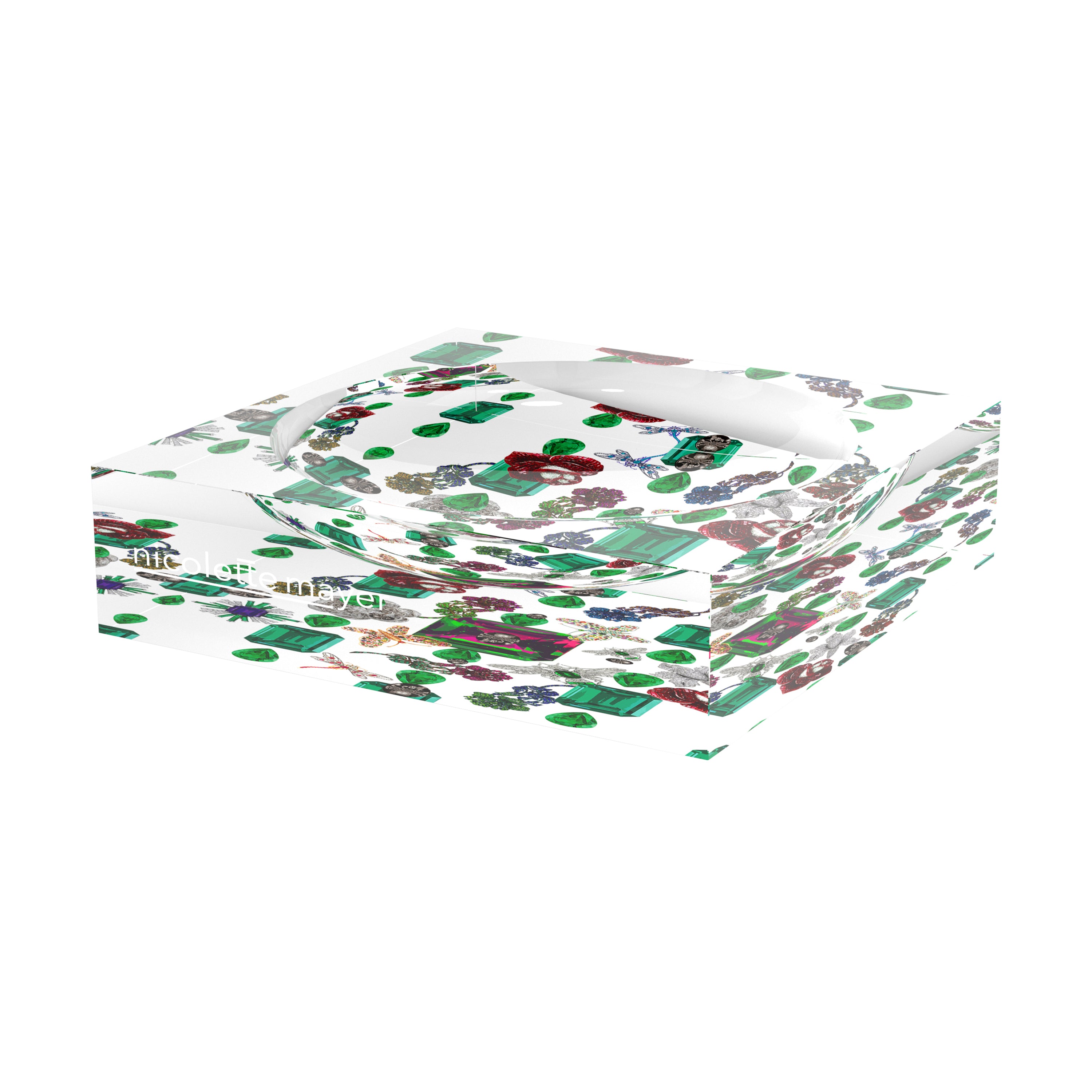Jewel Box Emeralds White Acrylic Candy Catchall Dish