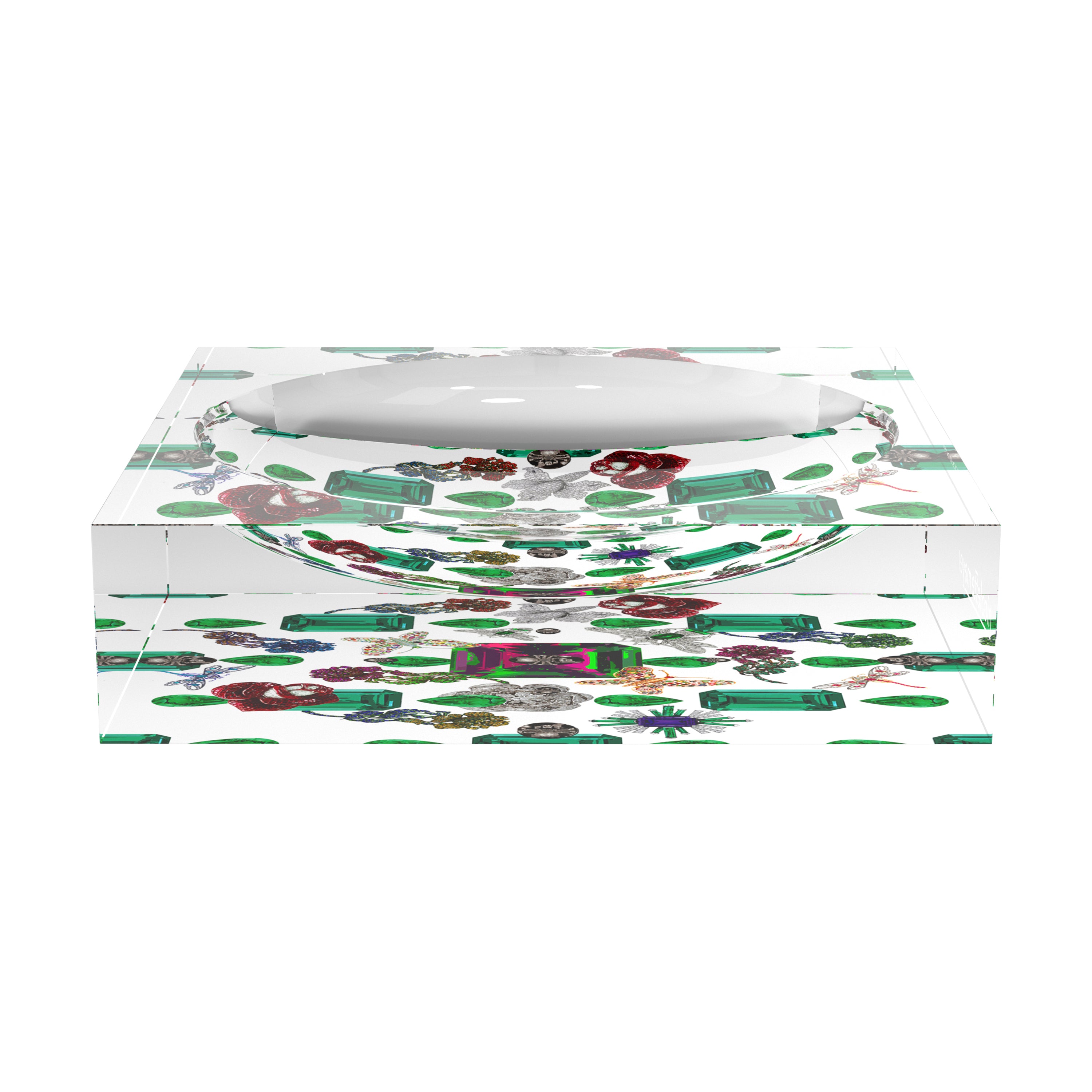 Jewel Box Emeralds White Acrylic Candy Catchall Dish