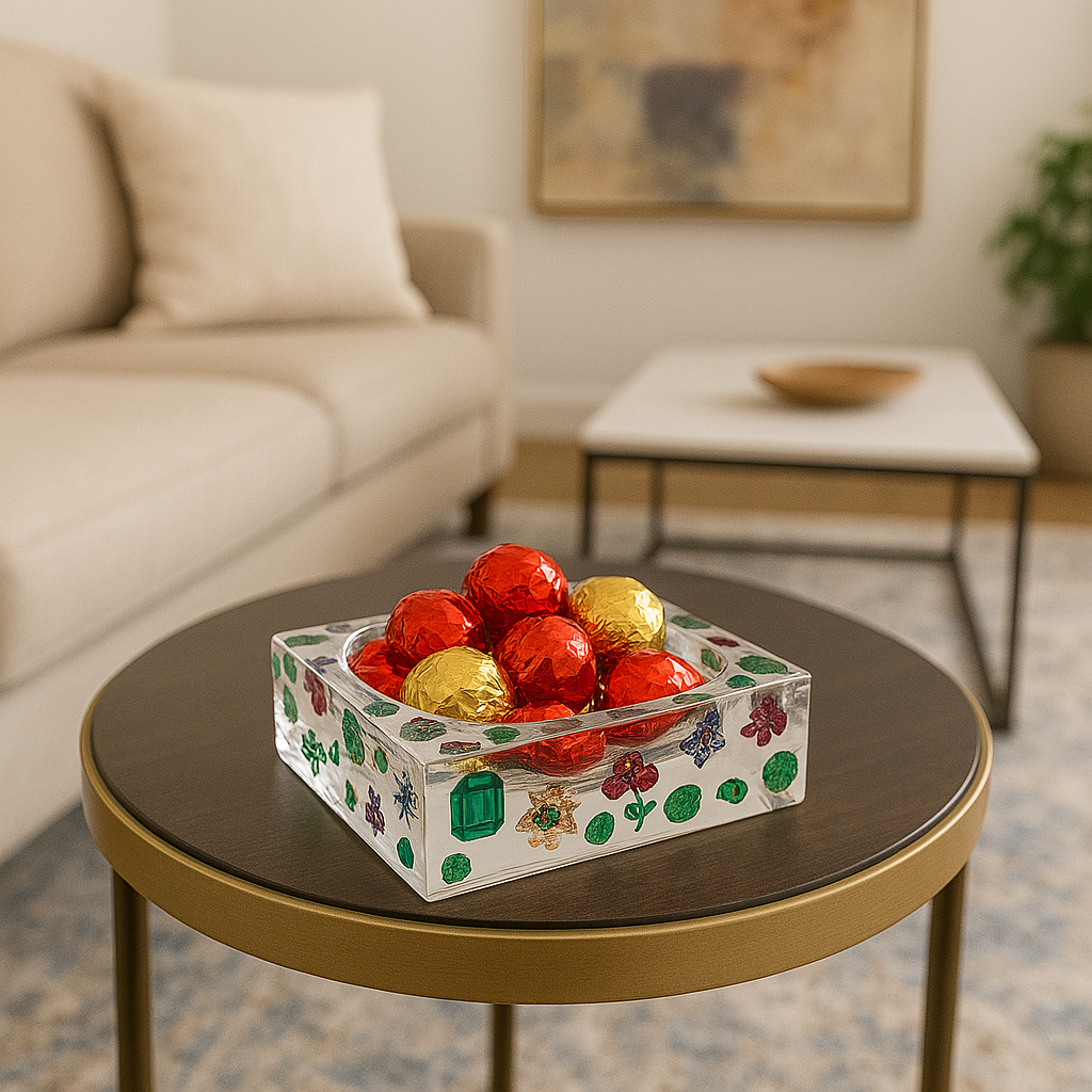 Jewel Box Emeralds White Acrylic Candy Catchall Dish