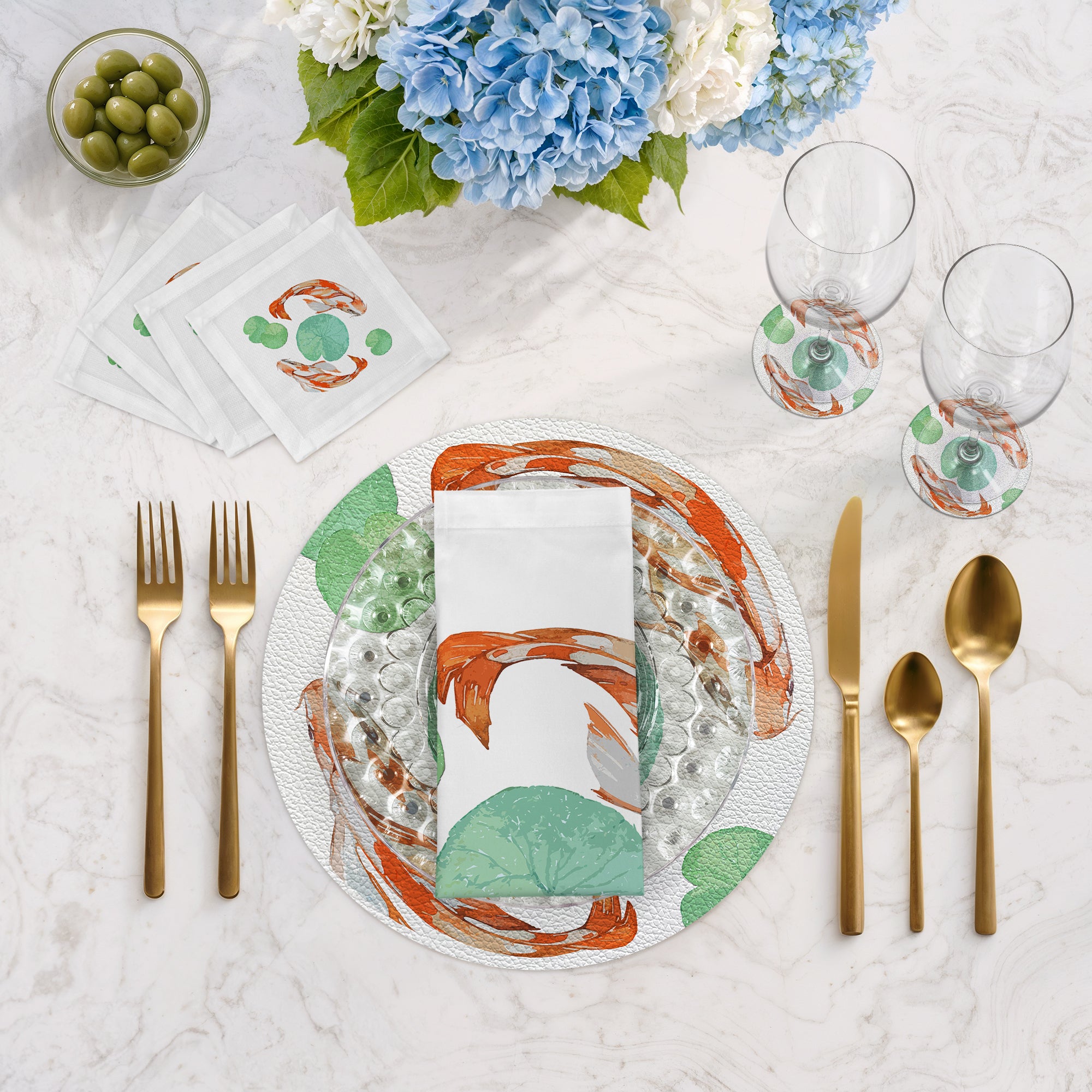 Koi Coral 4" Dinner Napkins- nicolettemayer.com