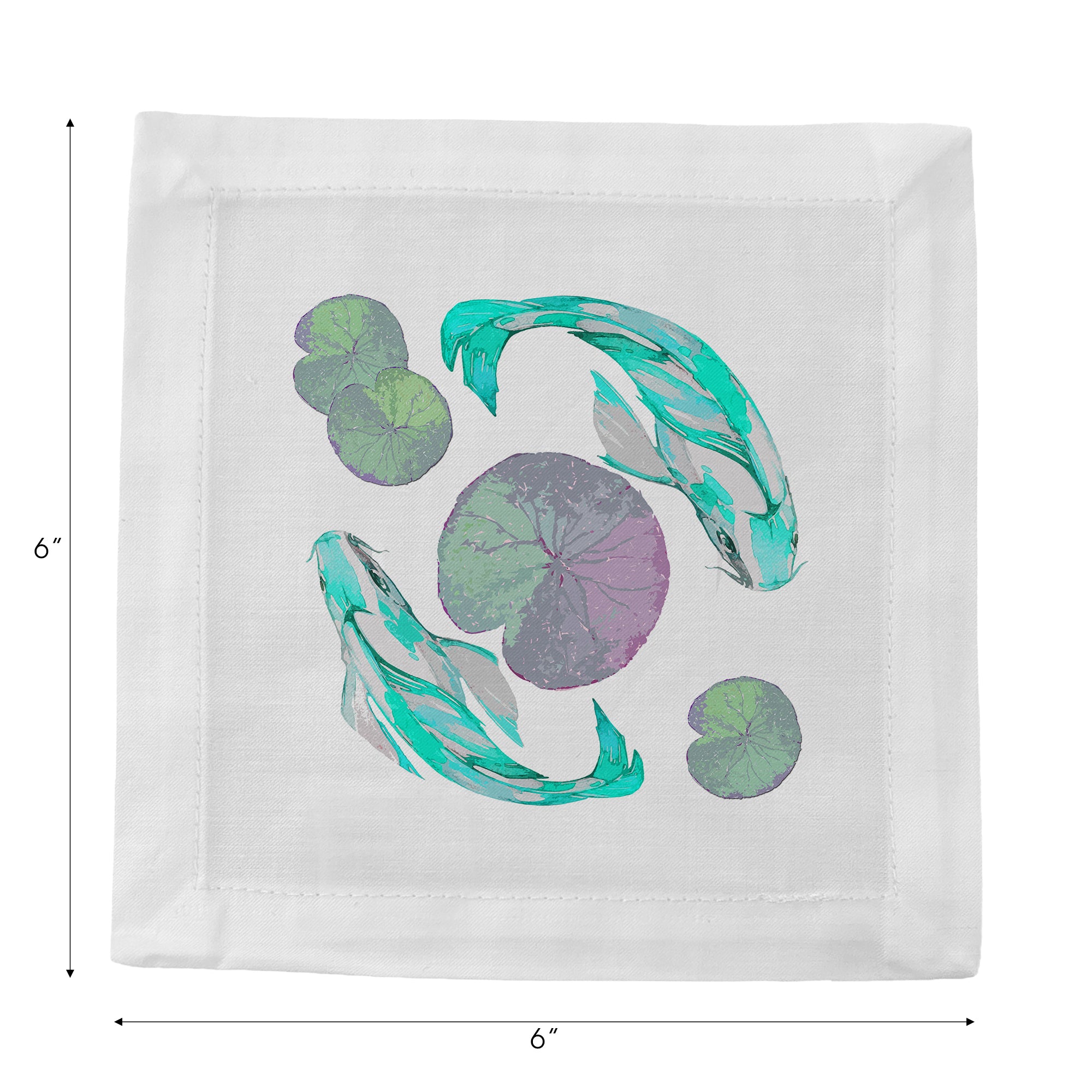Koi Turquoise 6" Cocktail Napkins- nicolettemayer.com