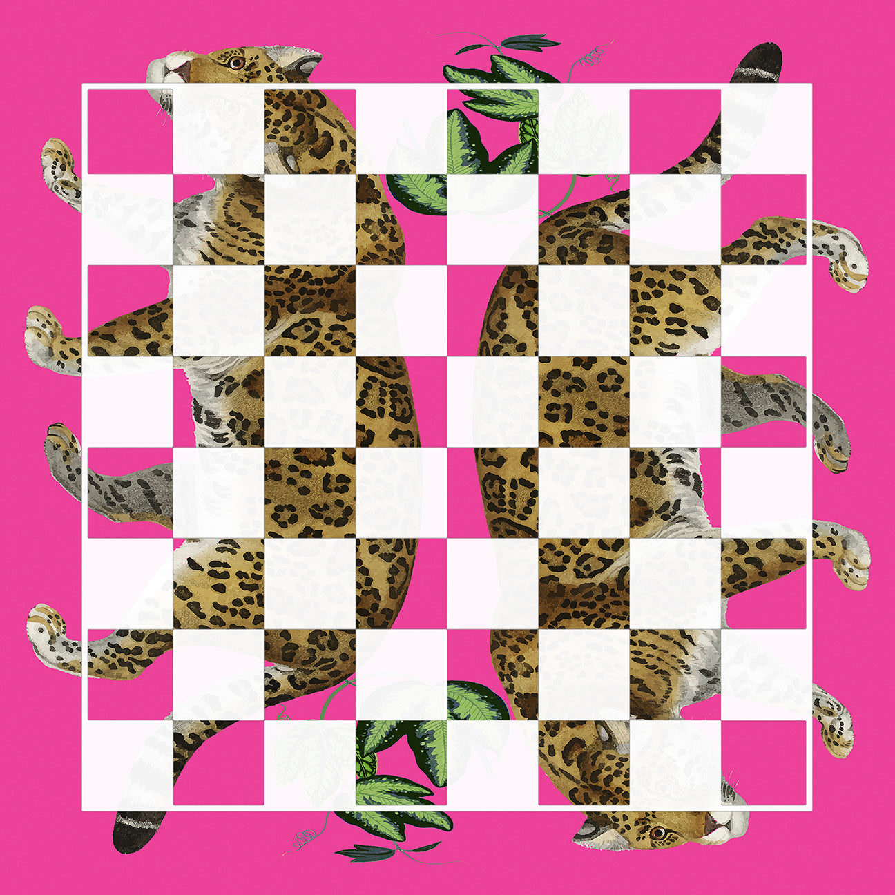 Leopard Seeing Double Hot Pink Acrylic Chess