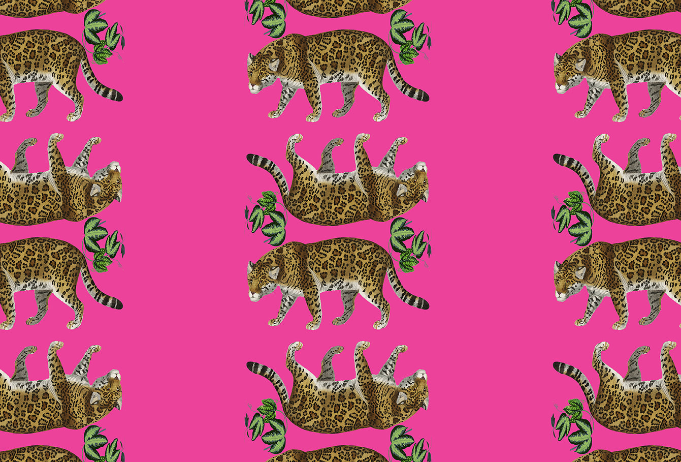 Leopard Seeing Double Hot Pink Paper Placemat Pad, One Set Of 24