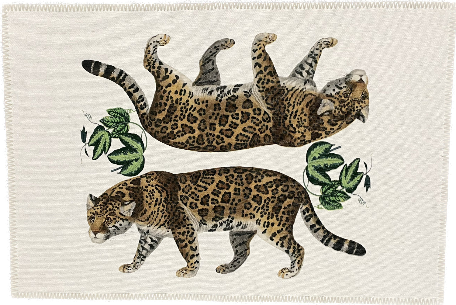 Leopard Seeing Double White Chenille Washables Rug