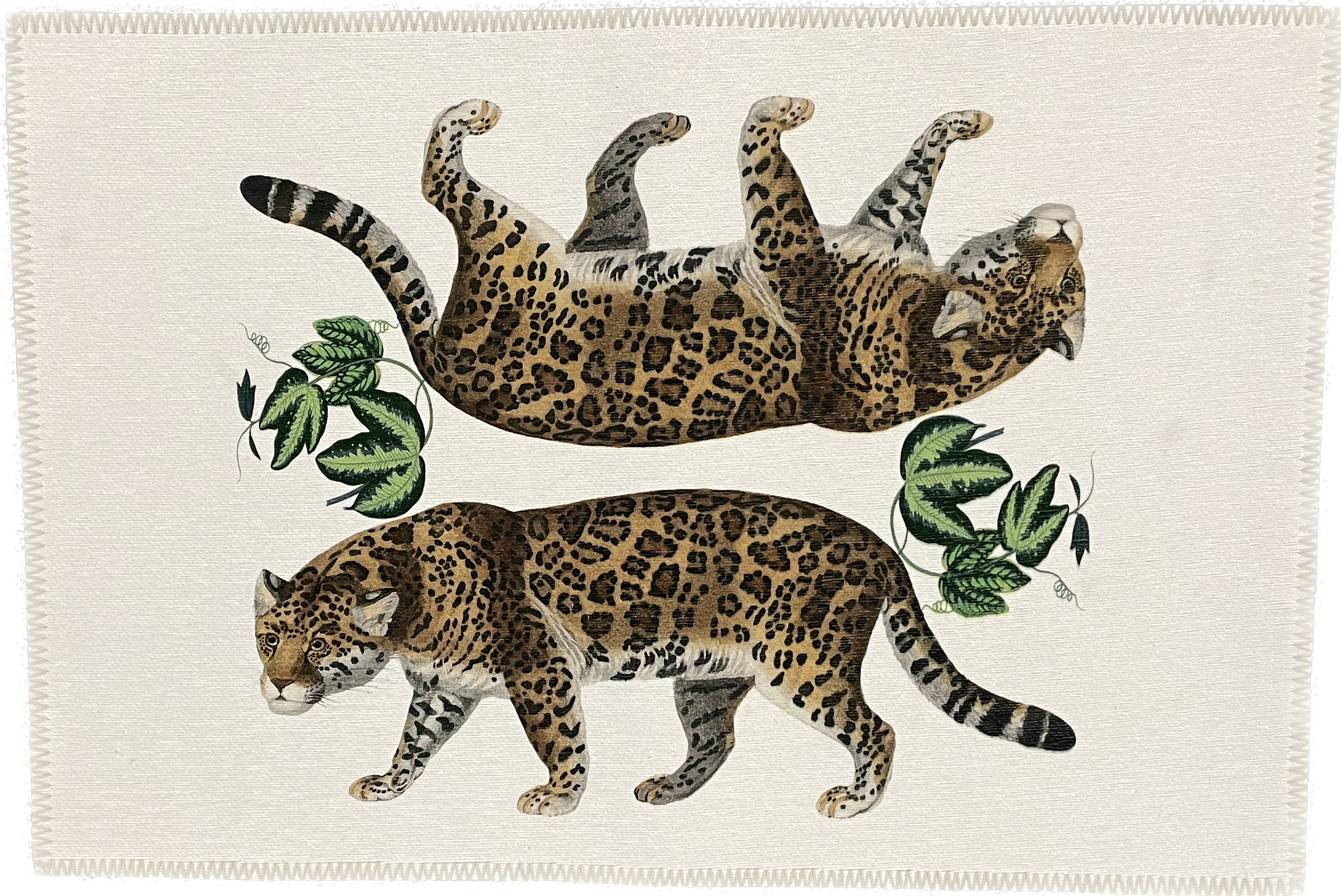 Leopard Seeing Double White Chenille Washables Rug