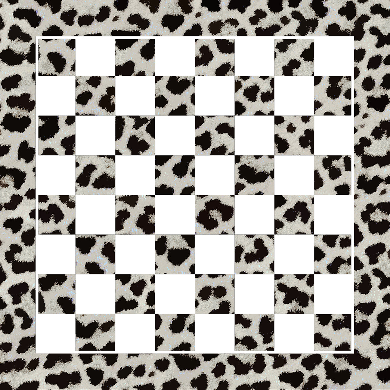 Leopard Skin Black White Acrylic Chess