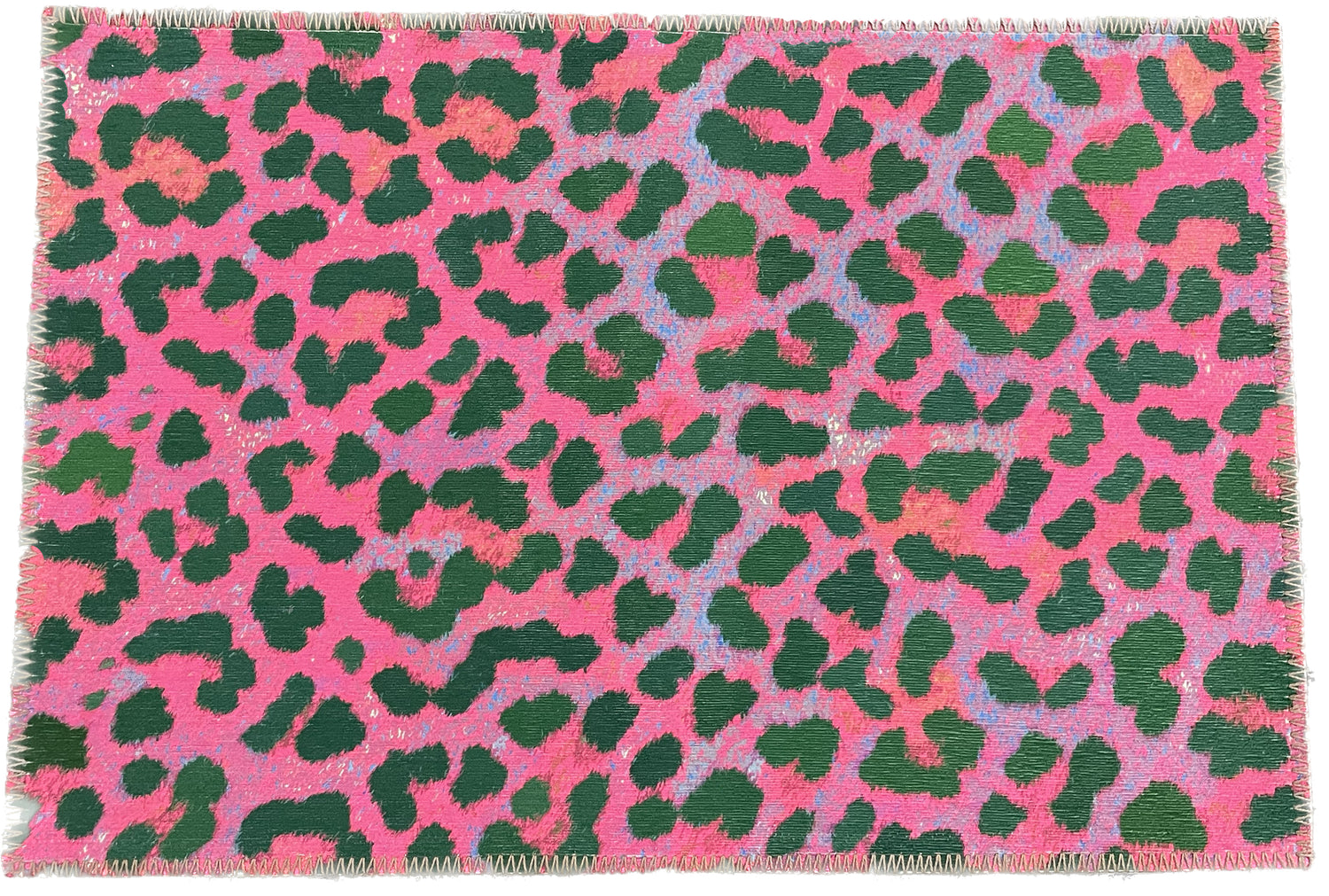 Leopard Skin Fushia Chenille Washables Rug