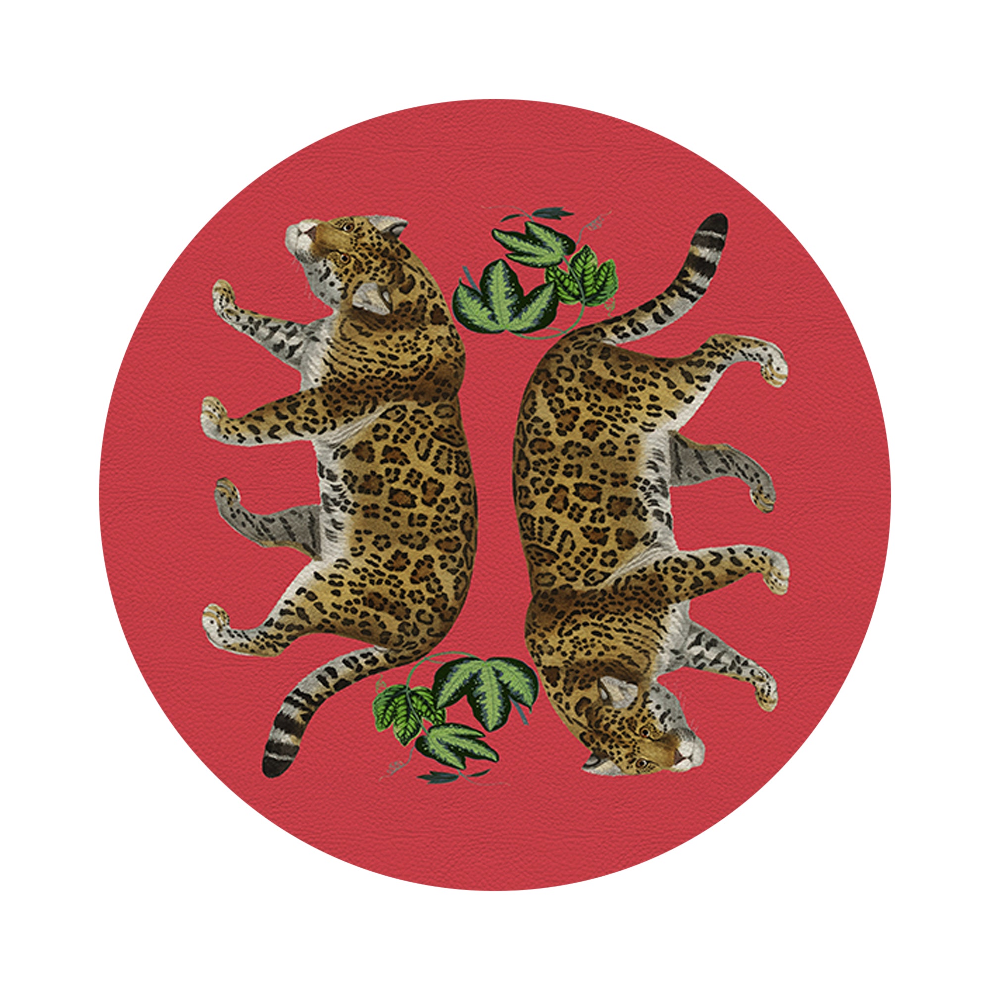 Leopard Seeing Double Crimson 16" Round Pebble Placemats, Set of 4 - nicolettemayer.com