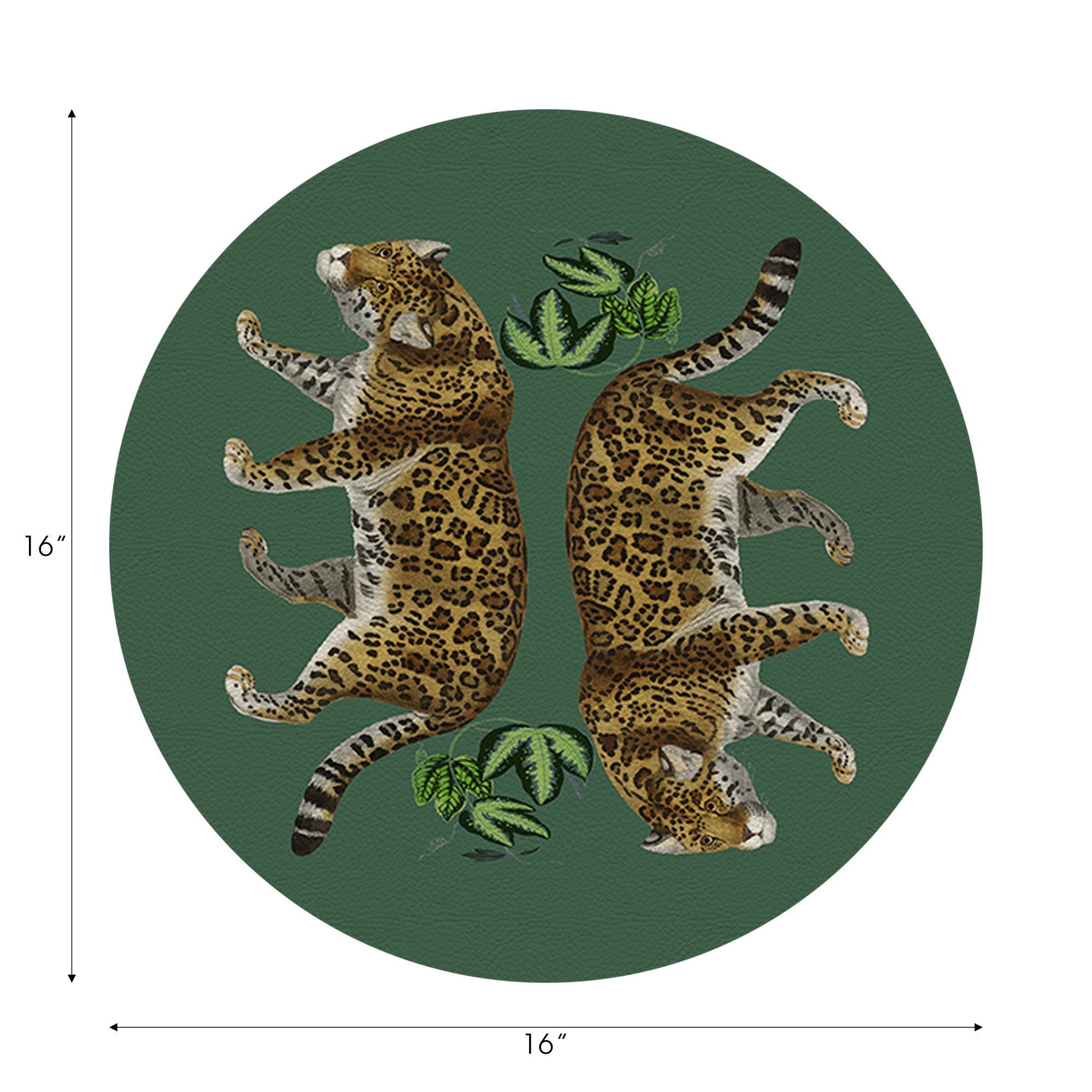 Ensemble de 4 sets de table ronds à motif léopard « Seeing Double Evergreen » de 40,6 cm